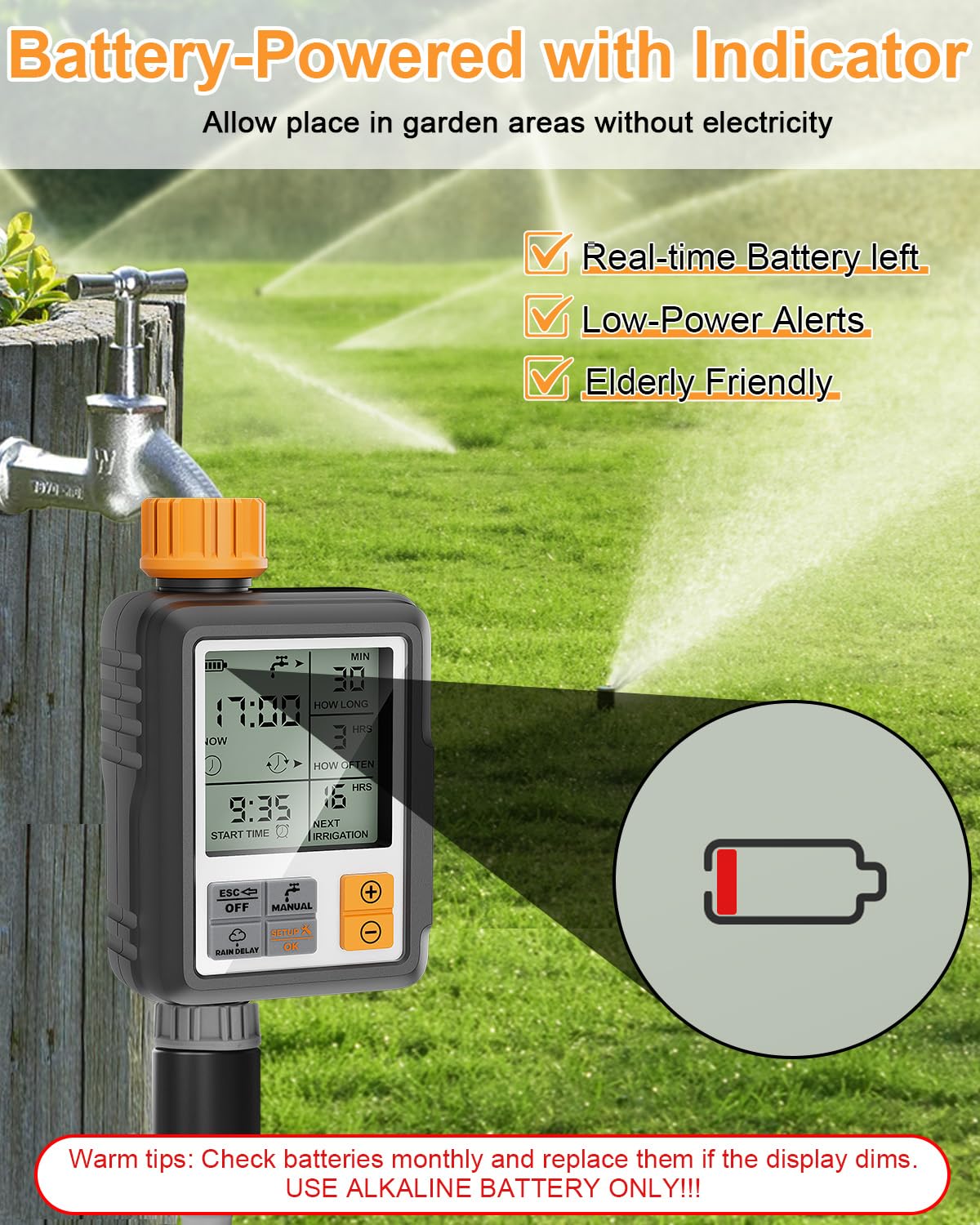 Bewässerungscomputer mit 1 Ausgang LCD-Display Automatische Water Timer für Garten/Balkon/Gewächshaus