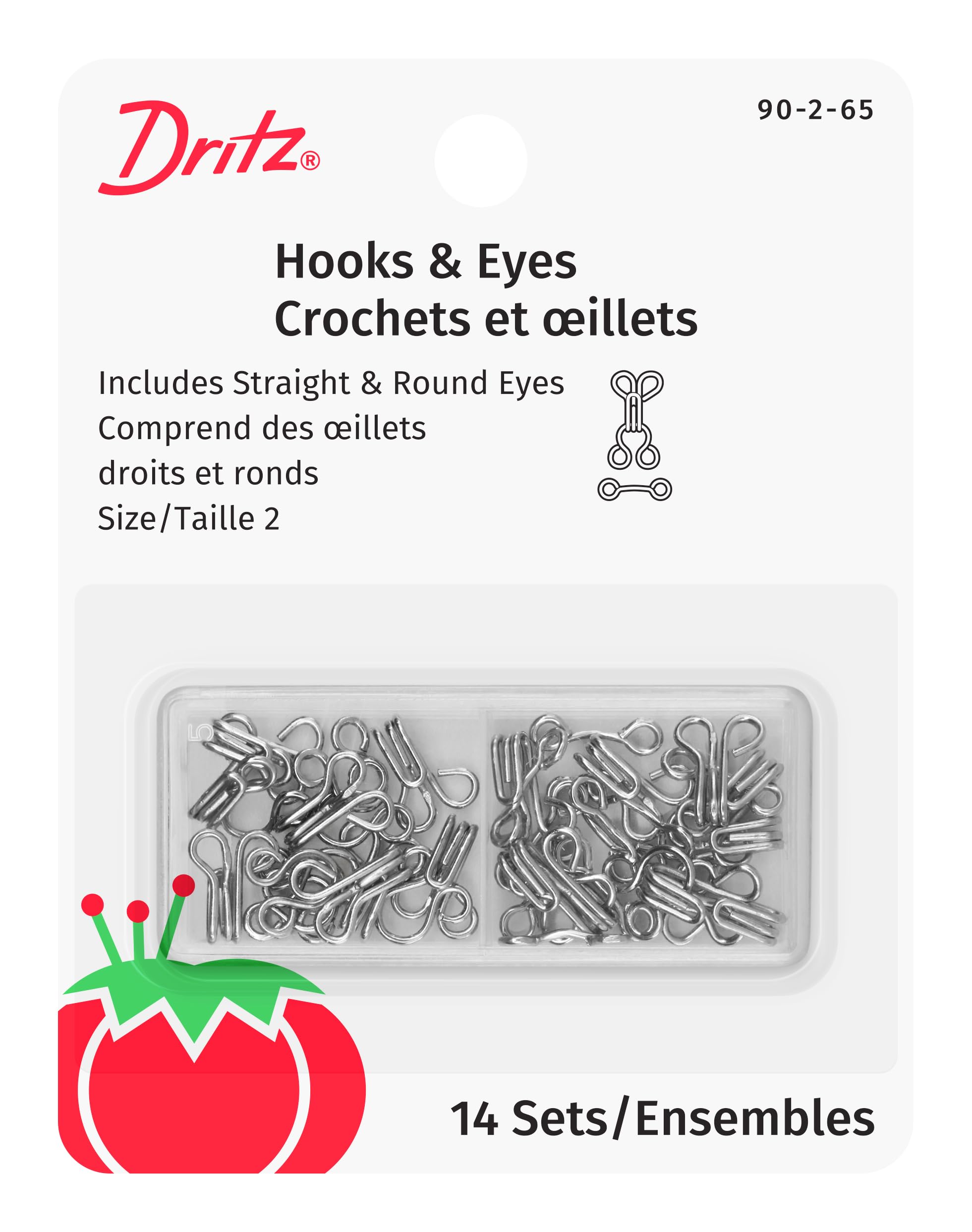 Dritz Nickel Hooks & Eyes Size 2