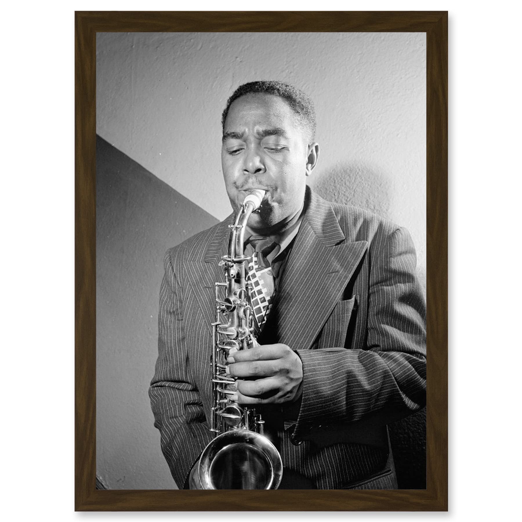 Charlie Parker Sax Jazz Legend - Black & White A4 Framed Art Print - Artery8