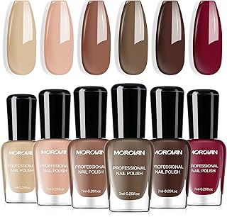 Morovan Juego de esmaltes de uñas marrones: kit de esmalte de uñas de chocolate oscuro de invierno nude con aire regular, secado rápido, paquete de esmalte de uñas para mujeres, arte de uñas, regalo de Navidad, fiesta de vacaciones