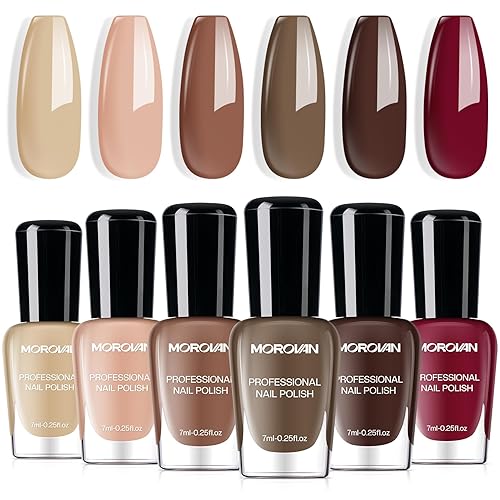 Morovan Brown Nail Polish Set: Nude Dark Chocolate Nail Polish