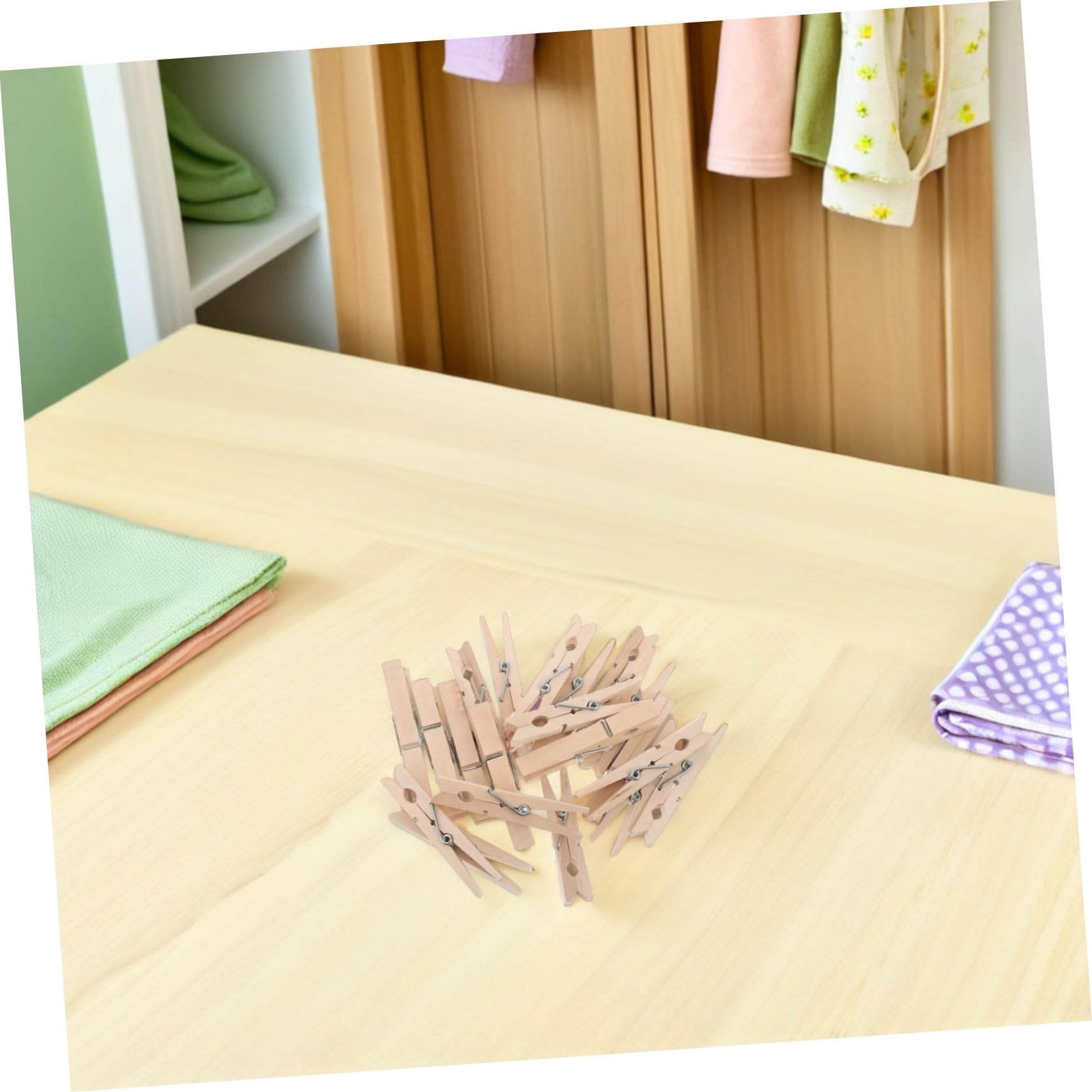 POPETPOP 150 Piezas Pinzas de Madera Ropa Pinzas Antideslizantes para Colgar Fotos Multiusos para Interiores y Exteriores Resistentes al Viento