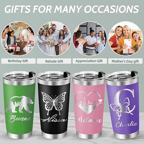 Miniatura 8 de Vasos personalizados con nombres, vasos aislados de acero inoxidable personalizados con tapa, tazas de café de viaje para mujeres y hombres, regalos