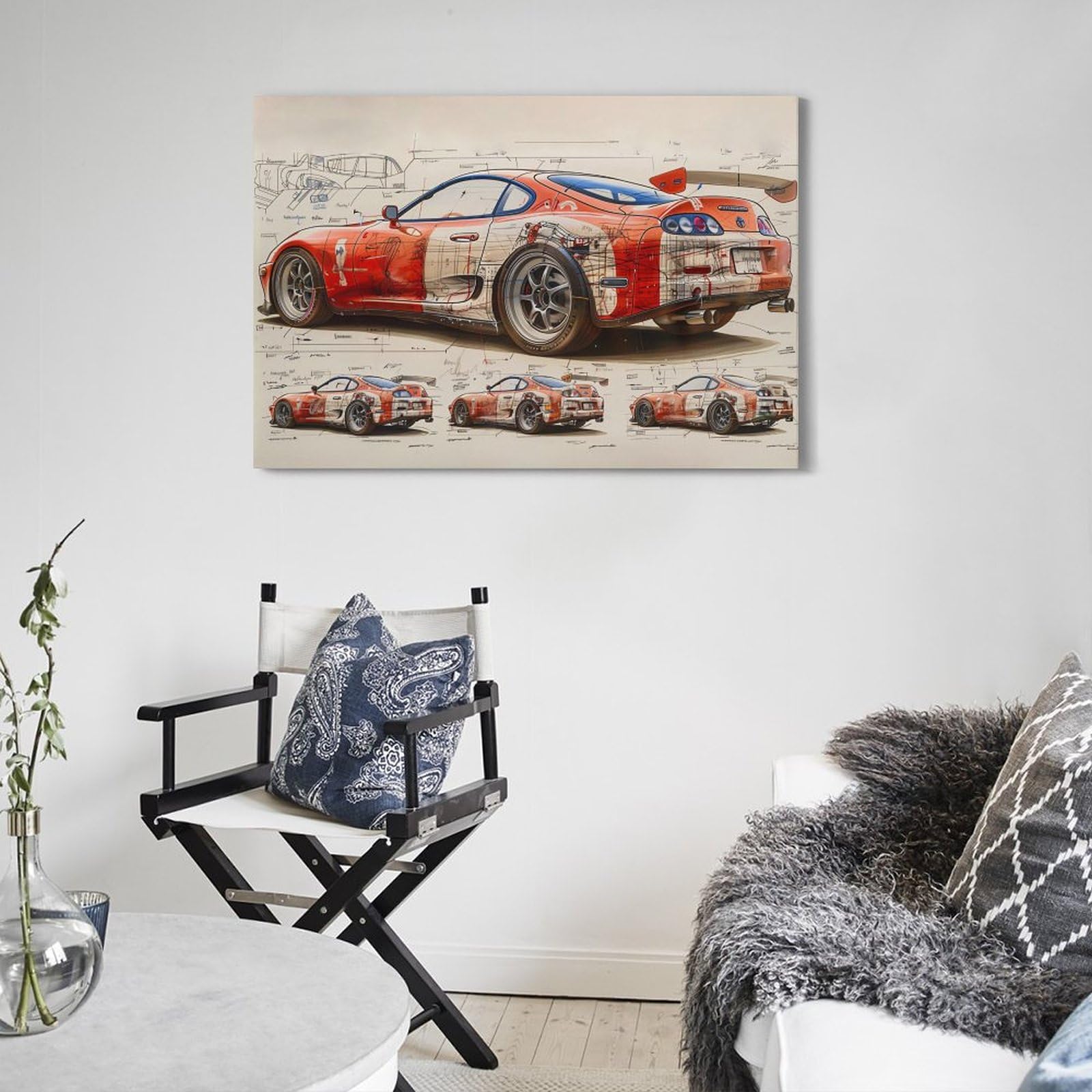 YRNQ Poster su tela con auto sportiva vintage per Supra MK4 Design JDM Classic Street Racing Car Quadro su tela, 50 x 75 cm