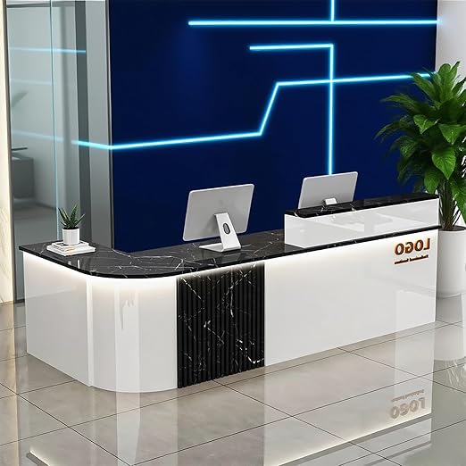 Reception Desk with Counterr, Lockable Drawers and Storage,Shopping Mall Office Cashier Receptionist Desk for Receptionists in Offices, Retail Stores, Lobbies, Shops
