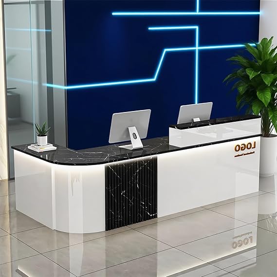 Reception Desk with Counterr, Lockable Drawers and Storage,Shopping Mall Office Cashier Receptionist Desk for Receptionists in Offices, Retail Stores, Lobbies, Shops