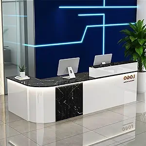 Reception Desk with Counterr, Lockable Drawers and Storage,Shopping Mall Office Cashier Receptionist Desk for Receptionists in Offices, Retail Stores, Lobbies, Shops