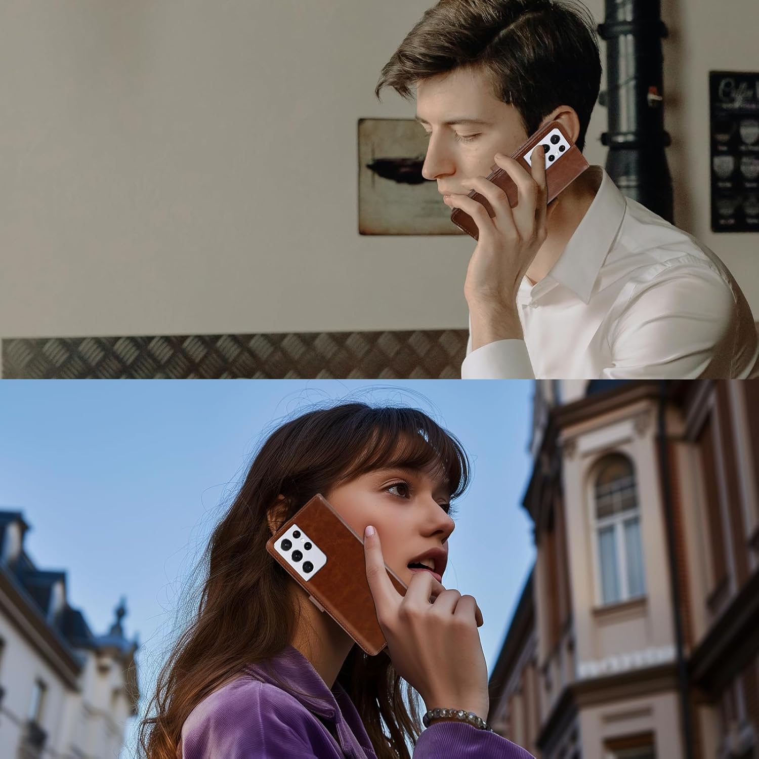 MONASAY Wallet Case Compatible for Galaxy S21 Ultra 5G, 6.8 inch [Screen Protector Included][RFID Blocking] Flip Folio Leather Cell Phone Cover with Credit Card Holder, Brown - Image 9