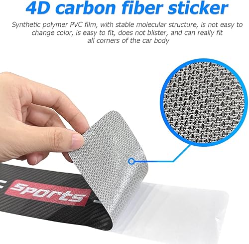 Miniatura 5 de AUCELI 4 protectores de umbral de puerta de automóvil y 1 protector de parachoques trasero, tiras de cubierta de fibra de carbono antiarañazos,