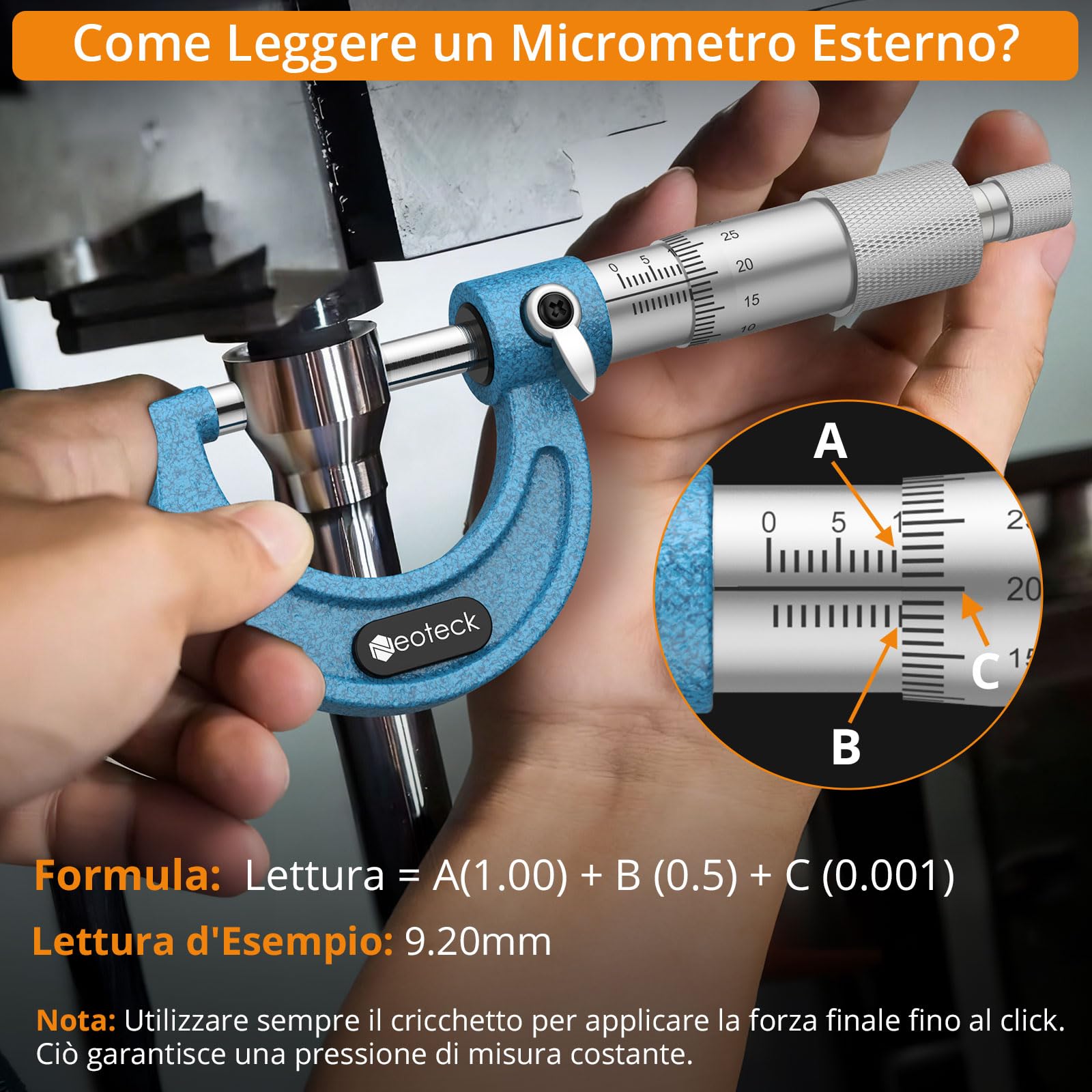 Neoteck Kit Micrometro Professionale: Micrometro Elettronico Digitale 0.001mm + Micrometro Meccanico 0.01mm di Precisione, per Officina Meccanica, Controllo Qualità e Lavori di Precisione