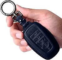 Vista 17 de Tukellen Funda de cuero para llavero de Ford con llavero compatible con Ford Explorer Mustang Fusion Escape F150 F250 F350 F450 F550 Edge-Negro