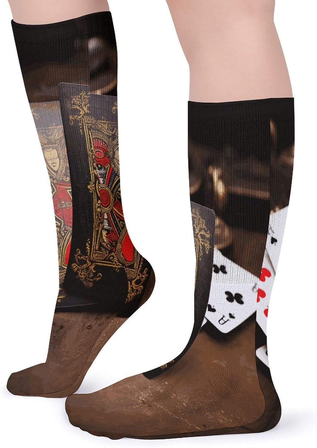 Playing Cards Knee High Socks Cozy Knee High Socks Soft Mid-Length Sock for All Seasons Daily Wear Adult