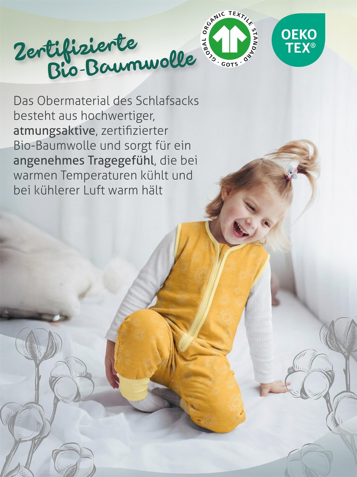 normani Kinder Kapuzentuch Frottee Wickeltuch Kapuzenhandtuch aus 100% Bio-Baumwolle - Baby Badehandtuch 100x100 cm Gelb 2.5 TOG 100 x 100 cm