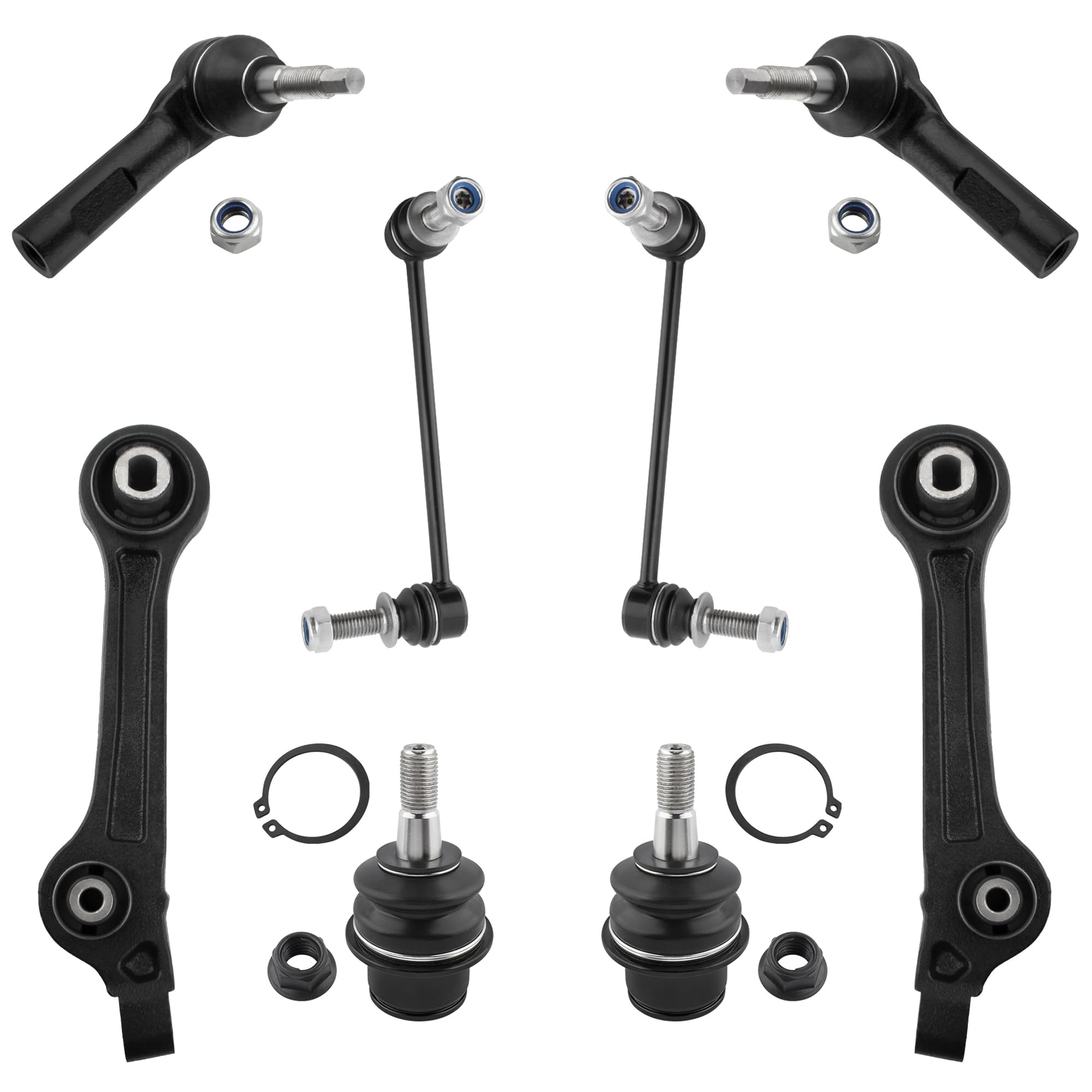 8pcs Front Rearward Lower Control Arm Lower Ball Joint Outer Tie Rod Ends Stabilizer Sway Bar End Link for Chrysler 300 for Dodge Charger for Dodge Challenger 2011-2018 K010534 K80996 ES800986