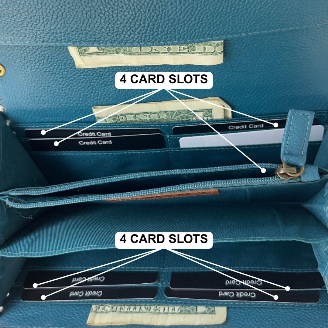 Myra Bag Western Leather Floral Wristlet Wallet for Women - Turquoise