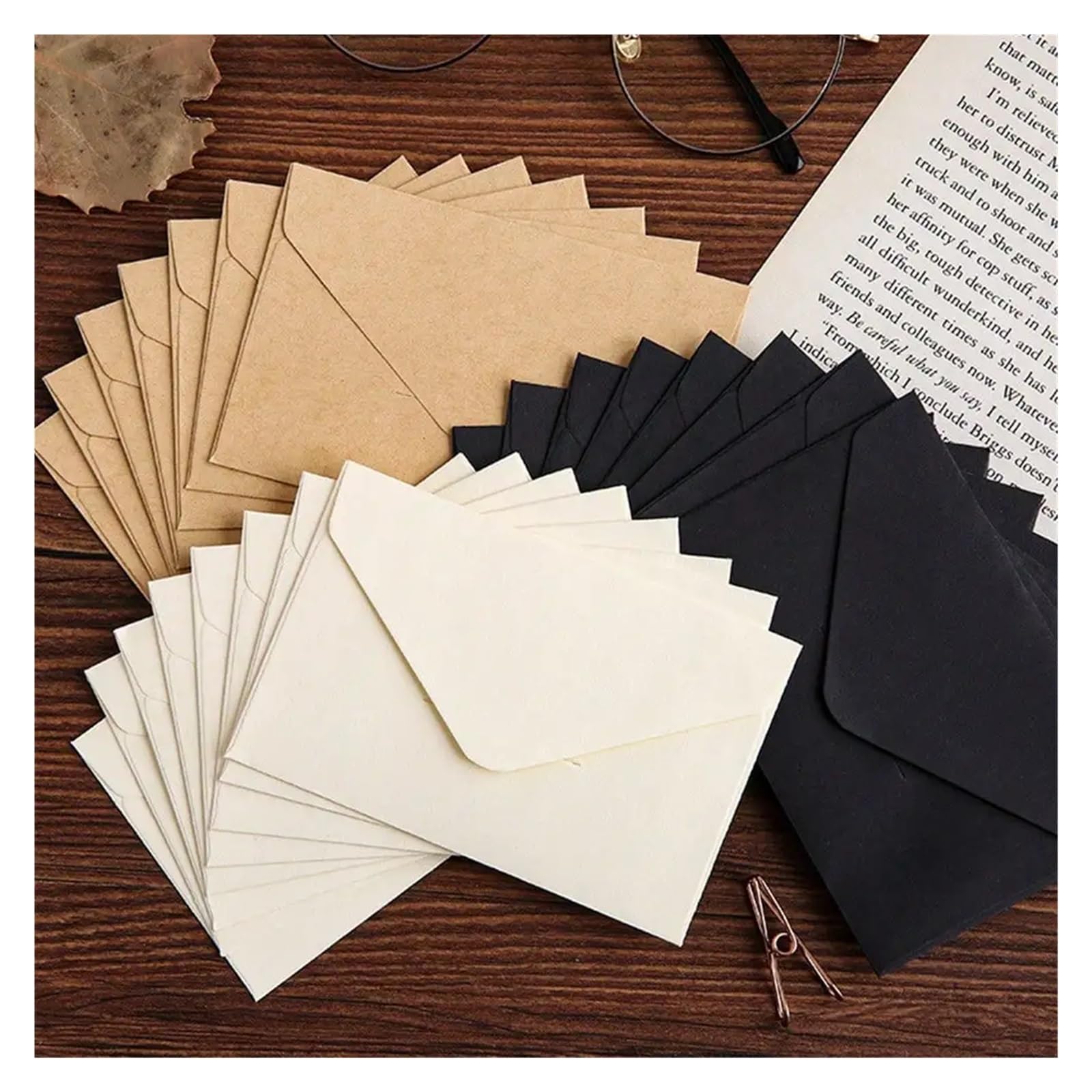 Buste per inviti, Buste for inviti 20 pezzi kaki e bianche 10,5x7 cm(20pcs Khaki)