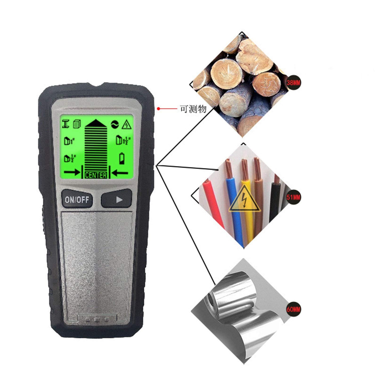 Metalldetektor TH430-Wall Scanner Stud Finder Wall Scanner 5 in 1 Elektronischer Wanddetektor Smart Stud Nail Finder Sensor Locator Metalldetektor zum Erkennen von Gold, Münzen, Schätzen
