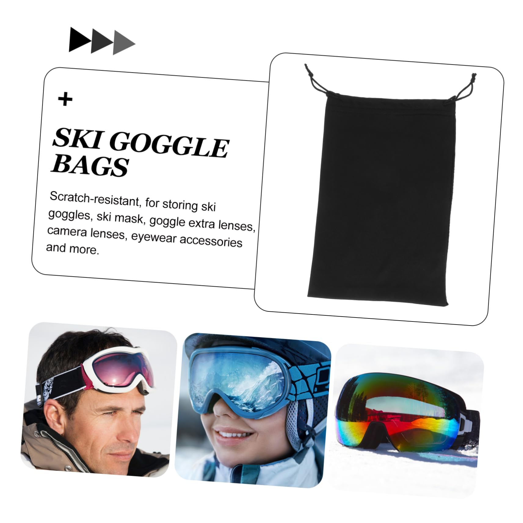 YARNOW 100 Pièces à Cordon Pour De Ski Cas Pochette à Lunettes Organisateur De Lunettes De Neige à Lunettes De Ski Lentilles Planche a Neige Flanelle Manquer Feutre