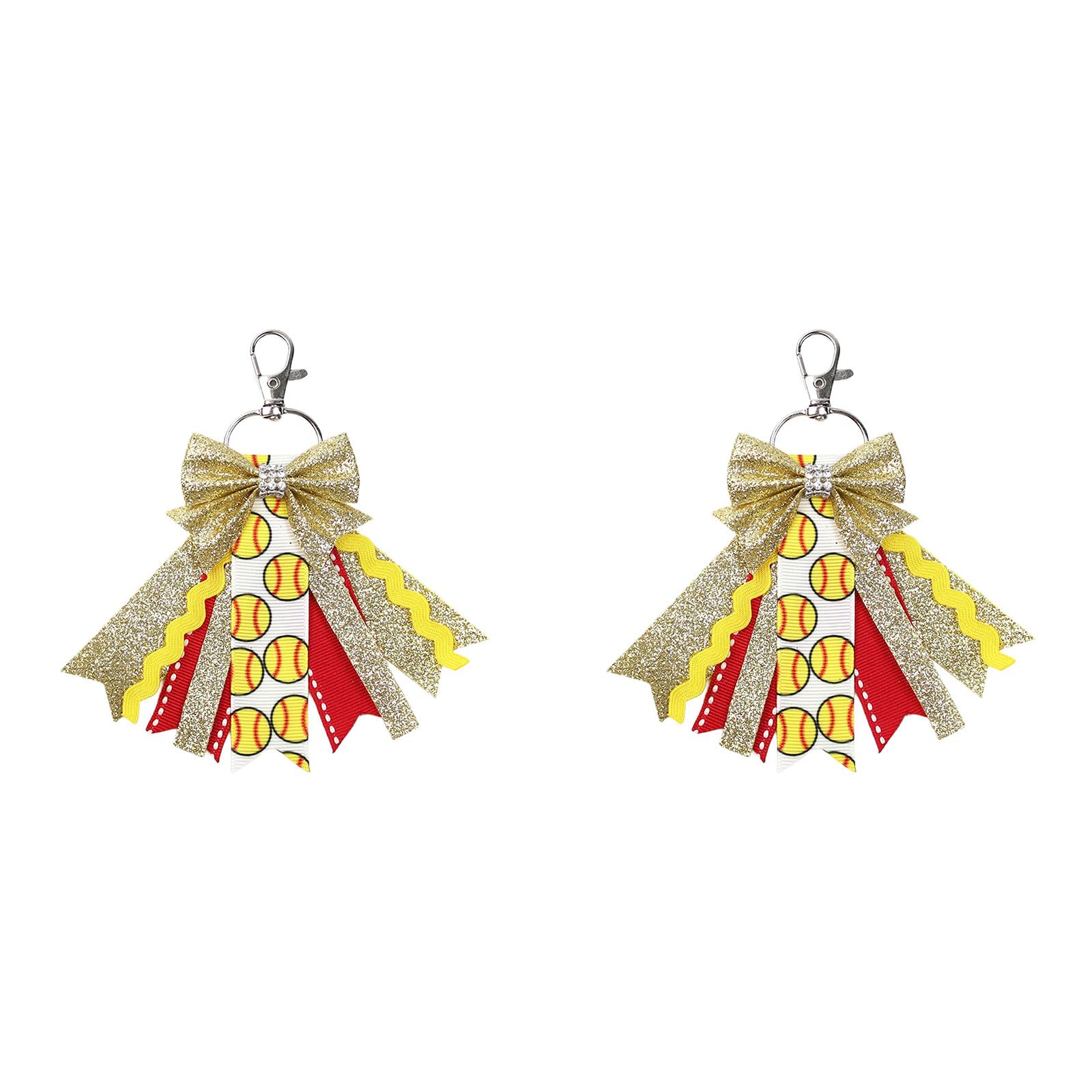 Xjdzineq Cheer PinMe Ribbon for Backpacks Glitters Cheerleaders Keychains Bulk Cheer Gift Bows Keychains