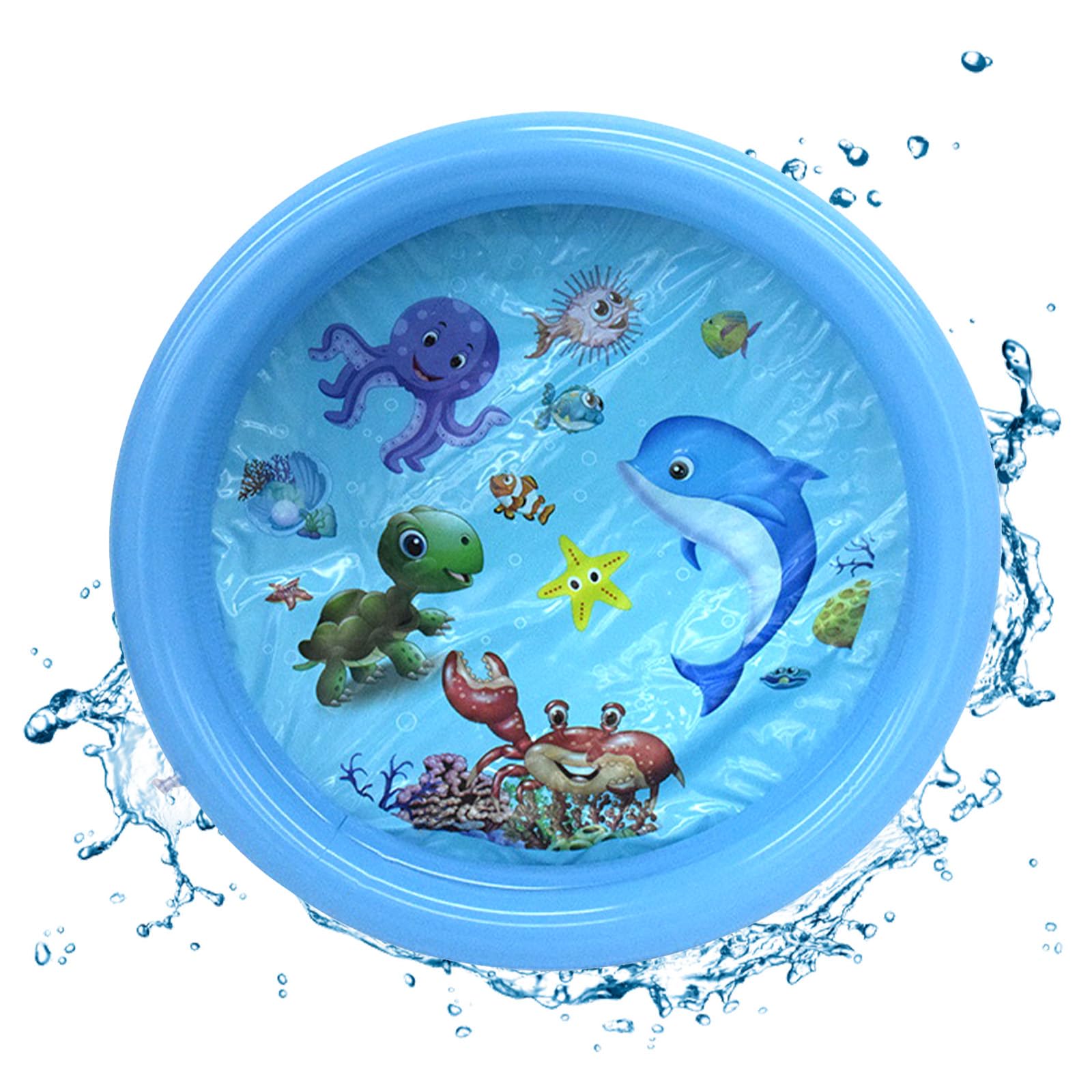 Paddling Pools for Kids, Round Inflatable Kiddie Pools Swimming Paddling Pool with Safety Floor Baby Inflatable Swimming Pool Toddler Swimpool Summer Water Toys for Kids Indoor Outdoor (Blue, 65x12cm)