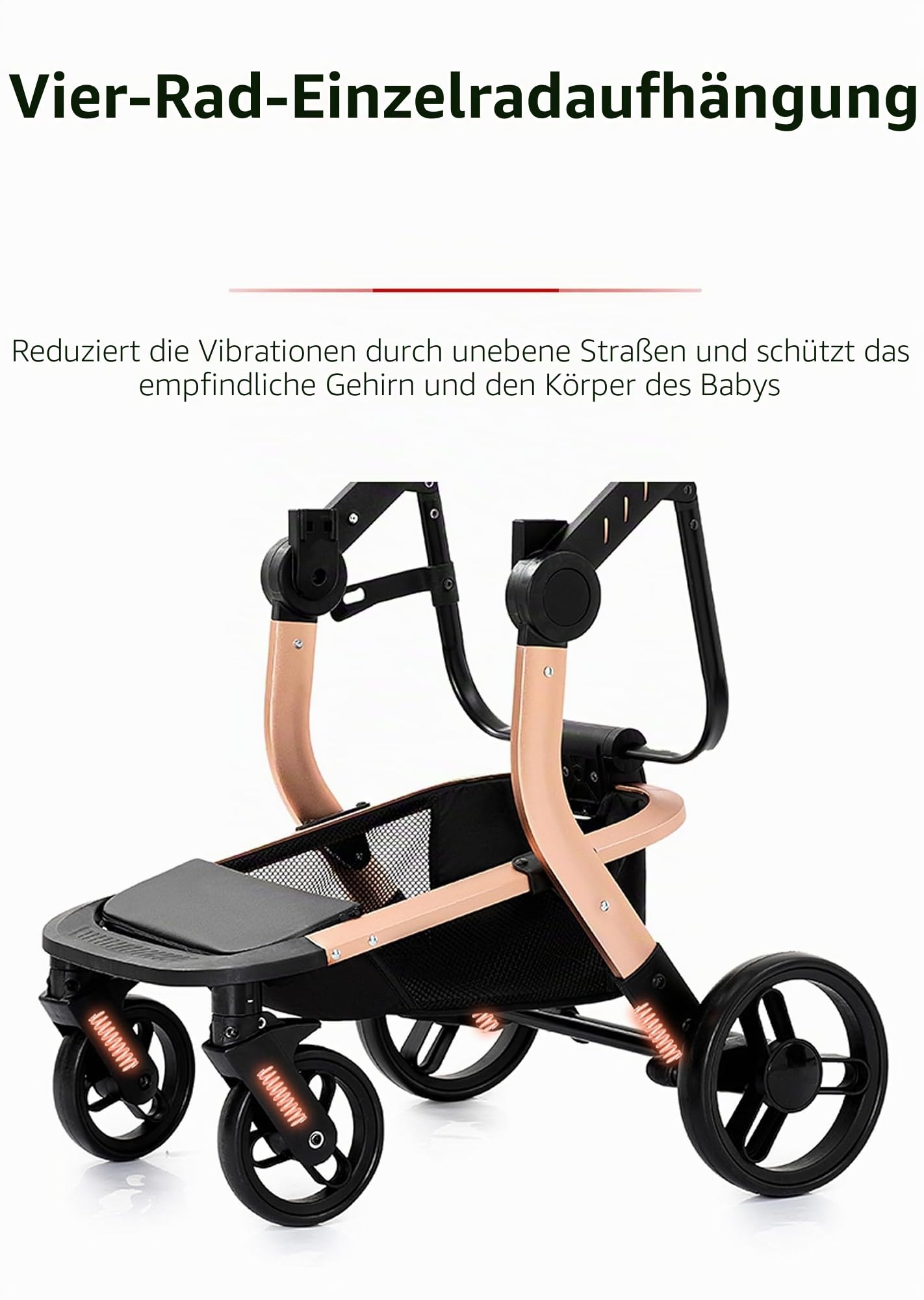 PU-Leder Kinderwagen 3 in 1, Buggy mit Ein-Klick-Faltdesign, Kinderwagen mit Zwei Umkehrbaren Schiebemodi, Kombikinderwagen 3 in 1 Komplettset Rahmen Aluminiumlegierung (L518 Black)