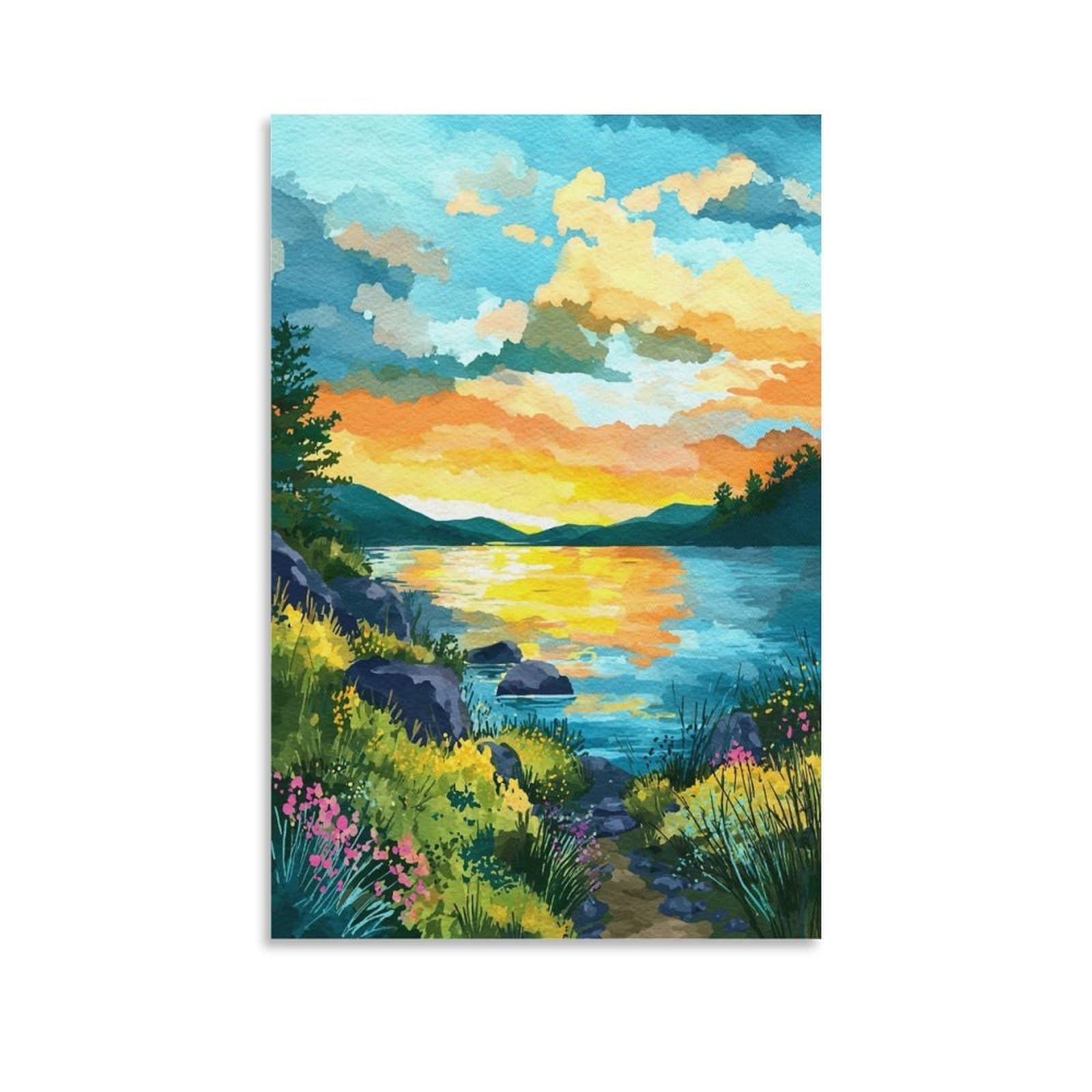 Lake Wallenpaupack Poster 20x30inch(50x75cm) Vintage Watercolor Canvas Art