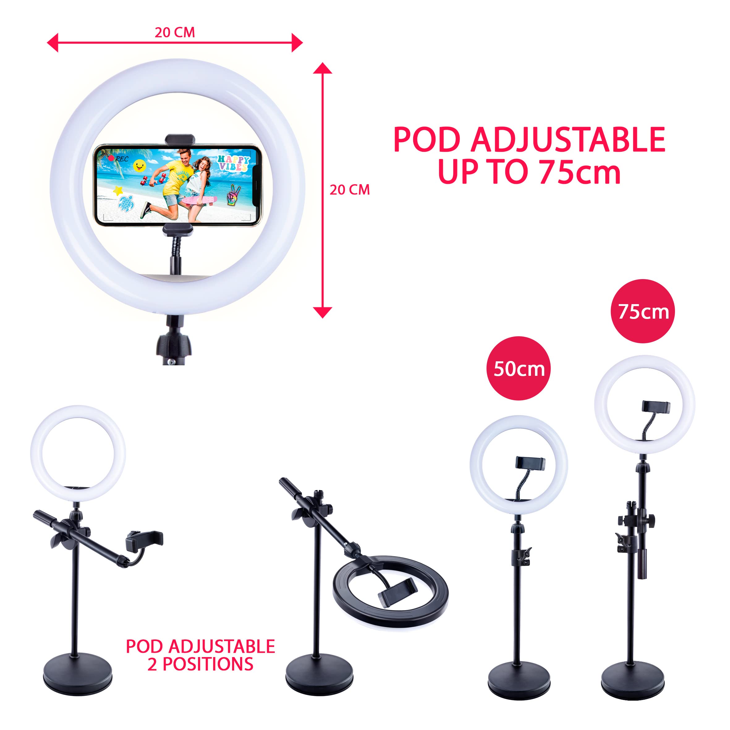 Canal Toys Creator Studio wideo 2 w 1 z wielokolorowym pierścieniem LED, podwójna funkcja, pozioma i pionowa - INF 027