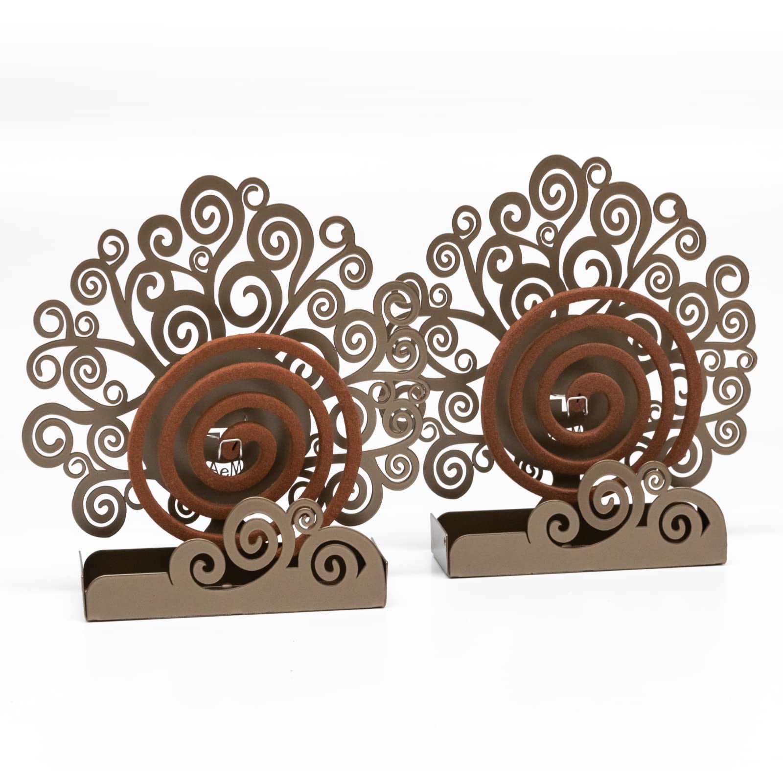 Arti & Mestieri Albero della Vita - Coppia di Porta zampirone da Tavolo di Design 100% Made in Italy - Ferro, 17 x5 x 19 cm - Bronzo - (2 Articoli per Confezione)