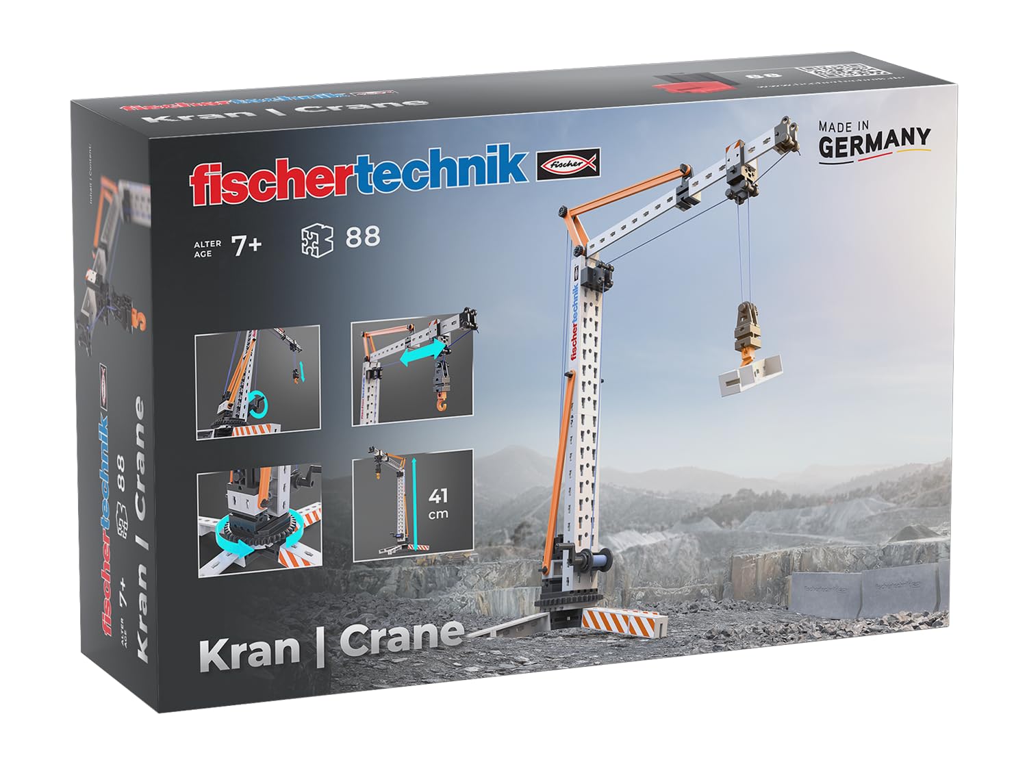 fischertechnik Crane 576103 – Educational Construction Kit, Crane Toy Building Set for Kids Aged 7+, Orange