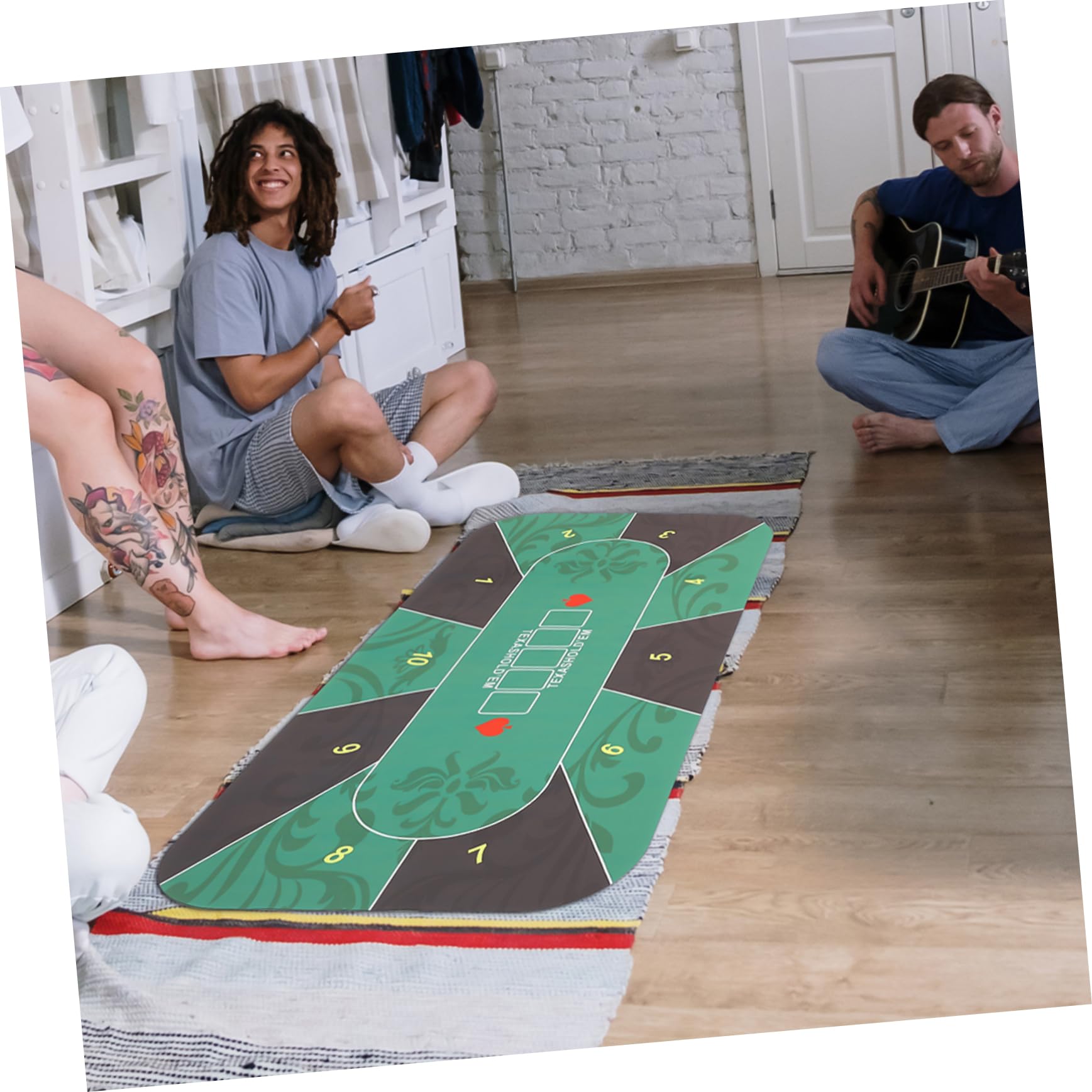 Milisten Grüne Poker Spieltischmatte aus Gummi für 10 Personen, Rechteckig