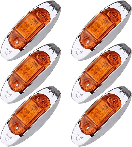 Miniatura 22 de Luces LED ovaladas para remolque, luz de marcador lateral LED roja con bisel cromado, luces LED universales para camiones, remolques, lanchas, Luz