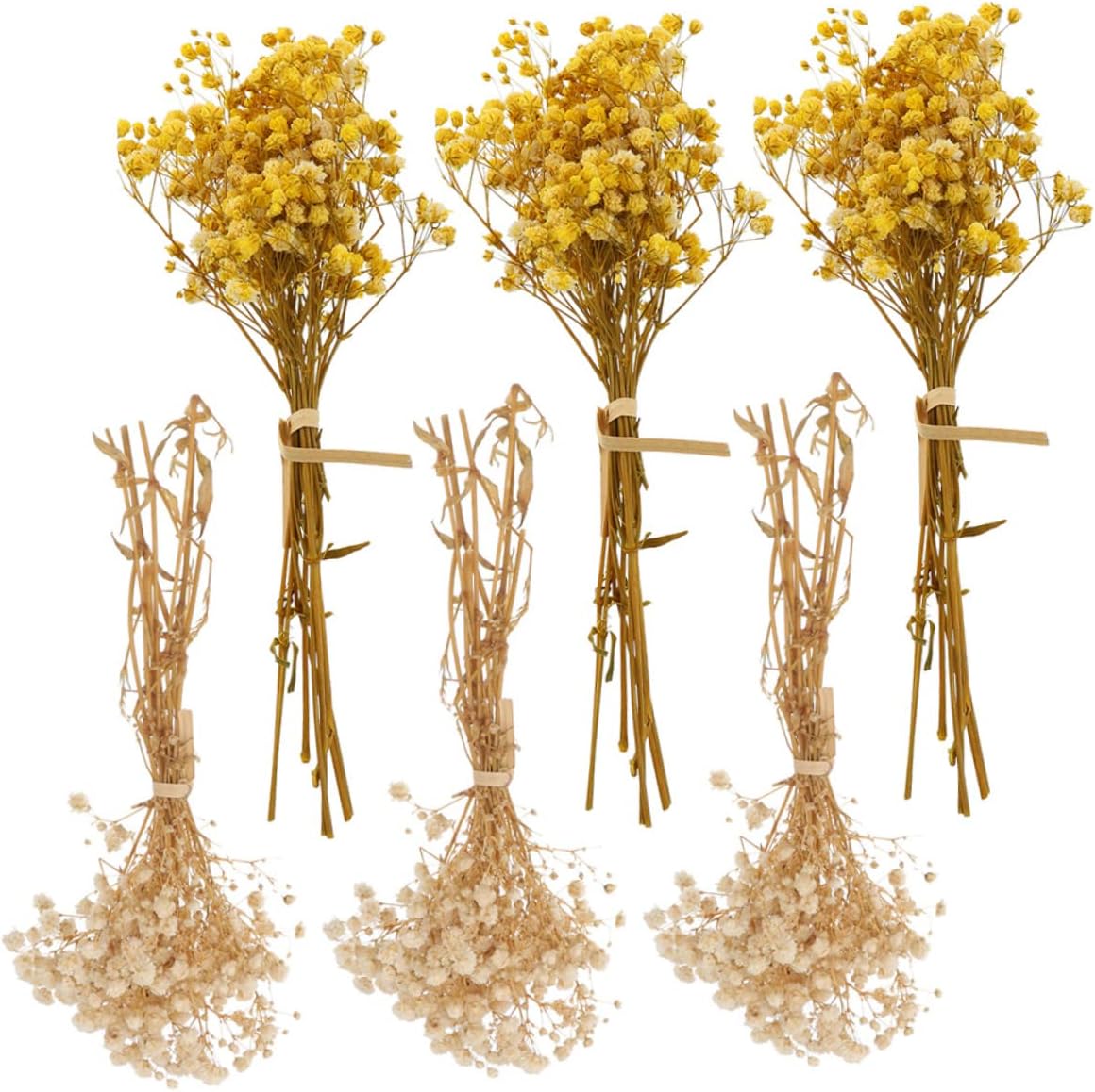 SOLUSTRE 6pcs Babys Breath Artificial Flowers Dried Flower Bouquet for Wedding Home Decor with Yellow and Stems Natural Look Centerpiece Ornaments