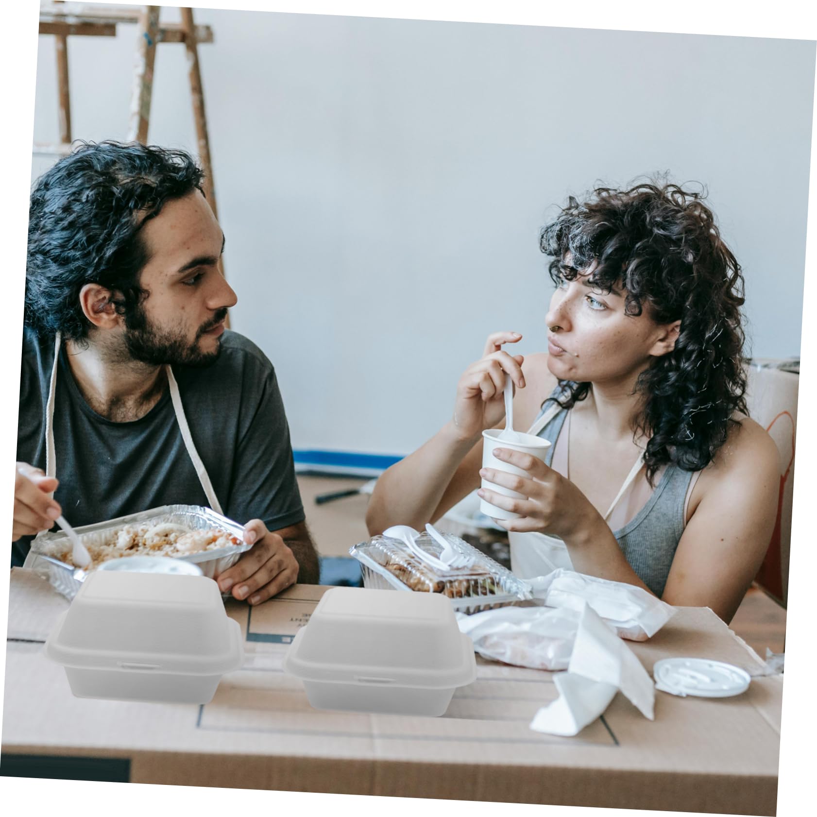 Alipis 50piezas Contenedor De Comida Desechable Tapa Unidades Para Llevar y Preparar