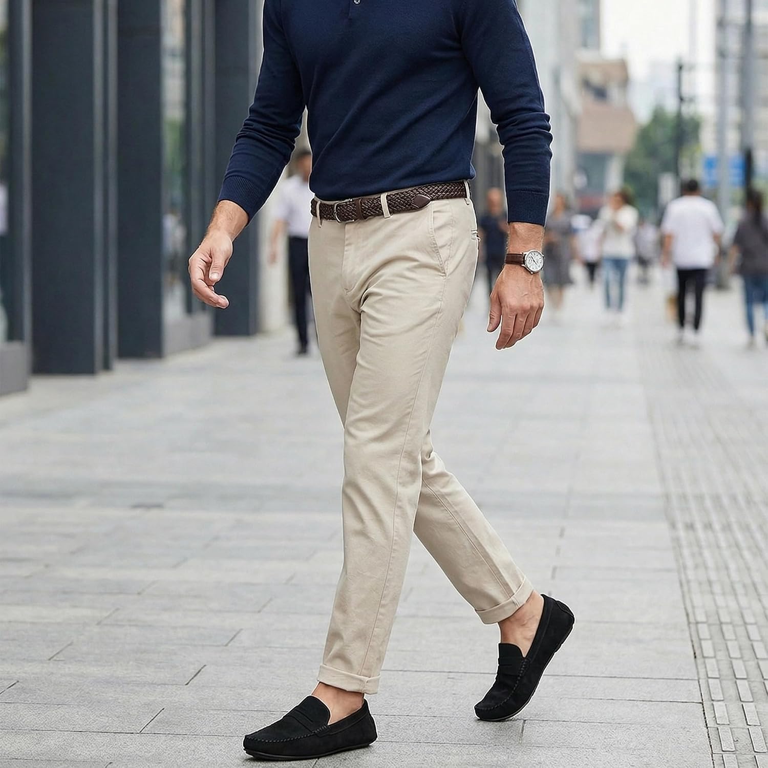 Men's Suede Penny Loafers Slip-On Driving Moccasins Casual Flat Shoes Hand Stitching Work Boat Shoes