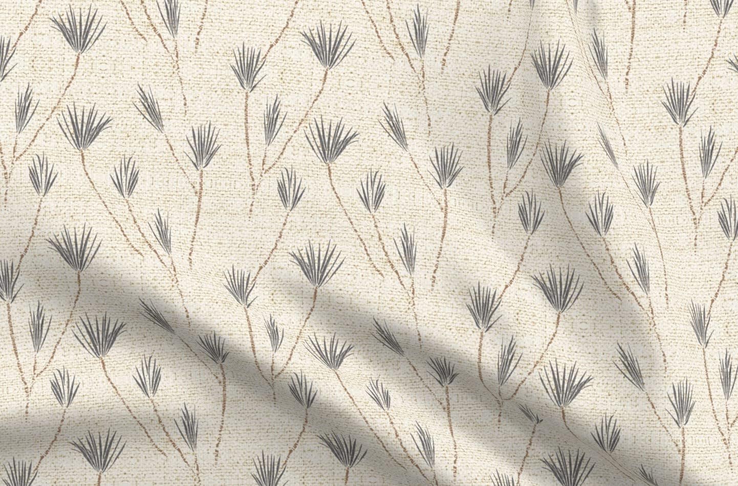 Spoonflower Fabric - Neutral Palm Desert Boho Woven Look Cactus Botanical Earth Tones Printed on Petal Signature Cotton Fabric Fat Quarter - Sewing Quilting Apparel Crafts Decor