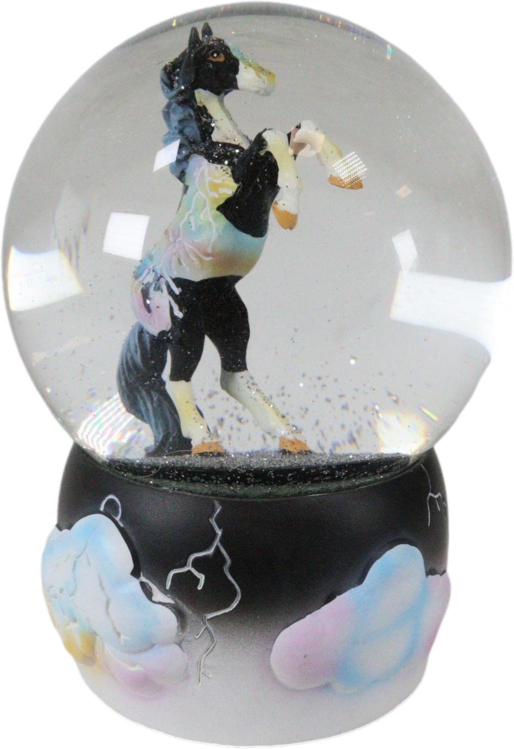 Ebros Gift Trail of Painted Ponies Western Dark Weather Thunderstorm Clouds Storm Fury Horse Glitter Water Globe 5.25" Tall Farmhouse Ranch Cabin Country Snow Globes Collectible Figurine