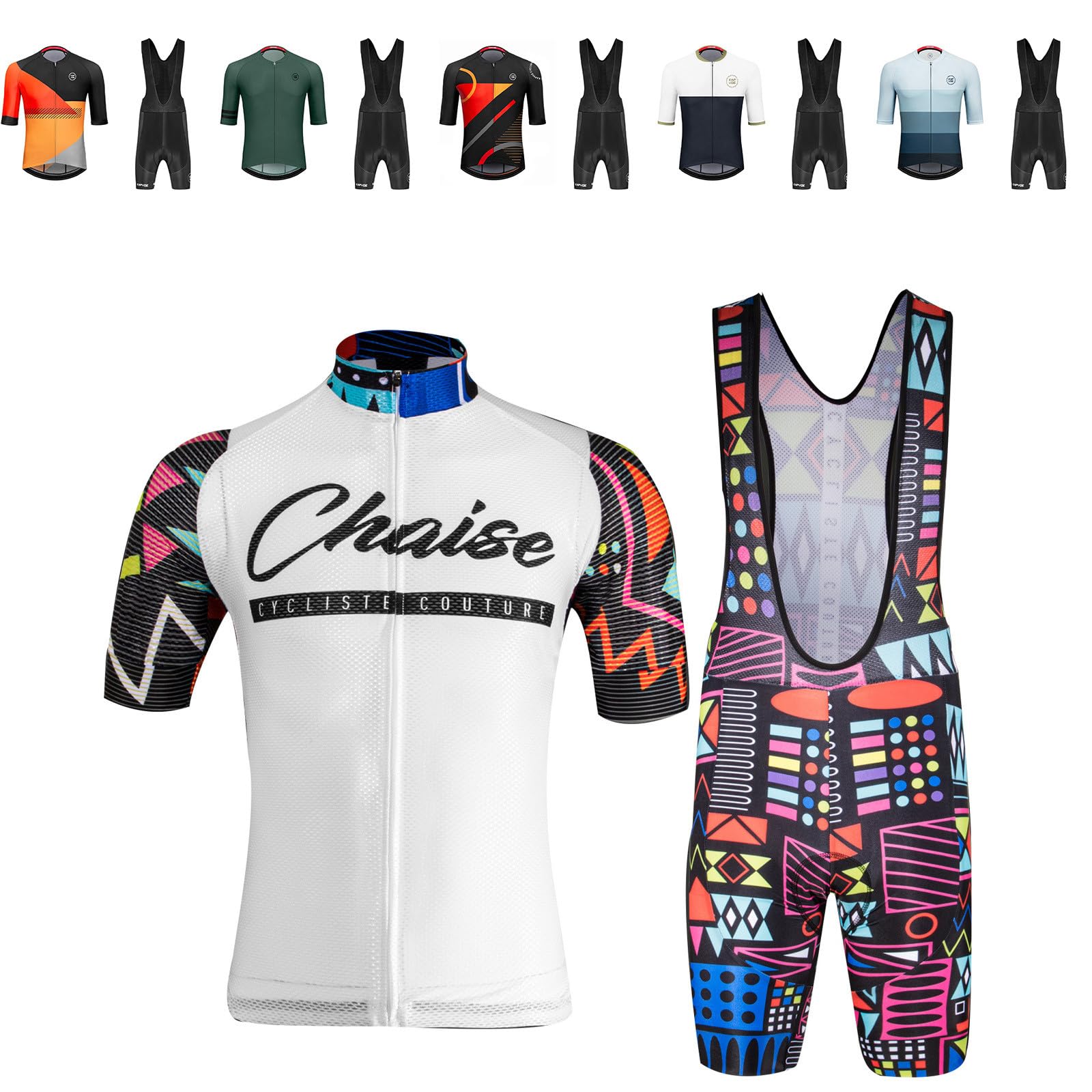 Ensemble maillot de cyclisme pour homme à manches courtes, séchage rapide, respirant, vêtement de cyclisme + pantalon à bretelles pour cyclisme, VTT, vélo de route