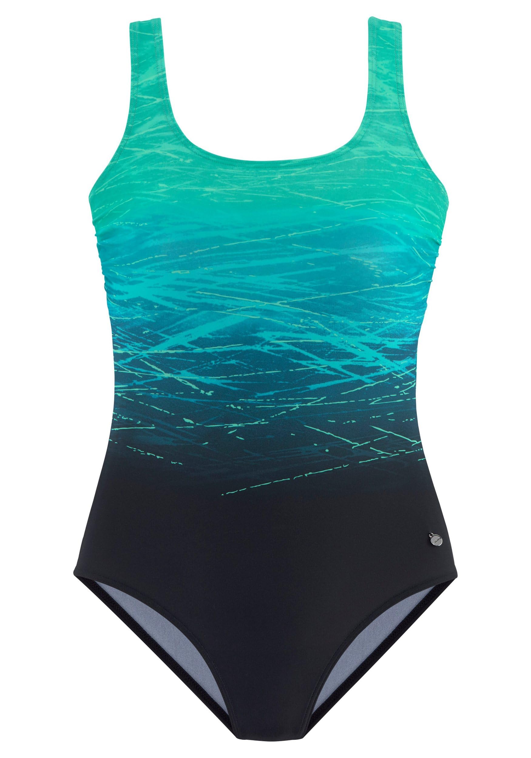 Lascana Badeanzug mit Batikprint und Shaping-Effekt, Gr. 48 – Cup C, schwarz-grün