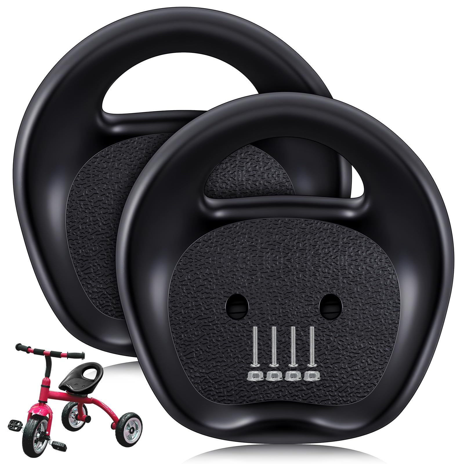 Photo 1 of Pangda 2pcs Kids Tricycle Replacement Seat for Toddler Bikes 3 Wheel Bike Seat with Mount Screws Durable Thickened Adiustable Saddle Kart Seats Drift Cart Saddle for Balance Bike Trikes Cart