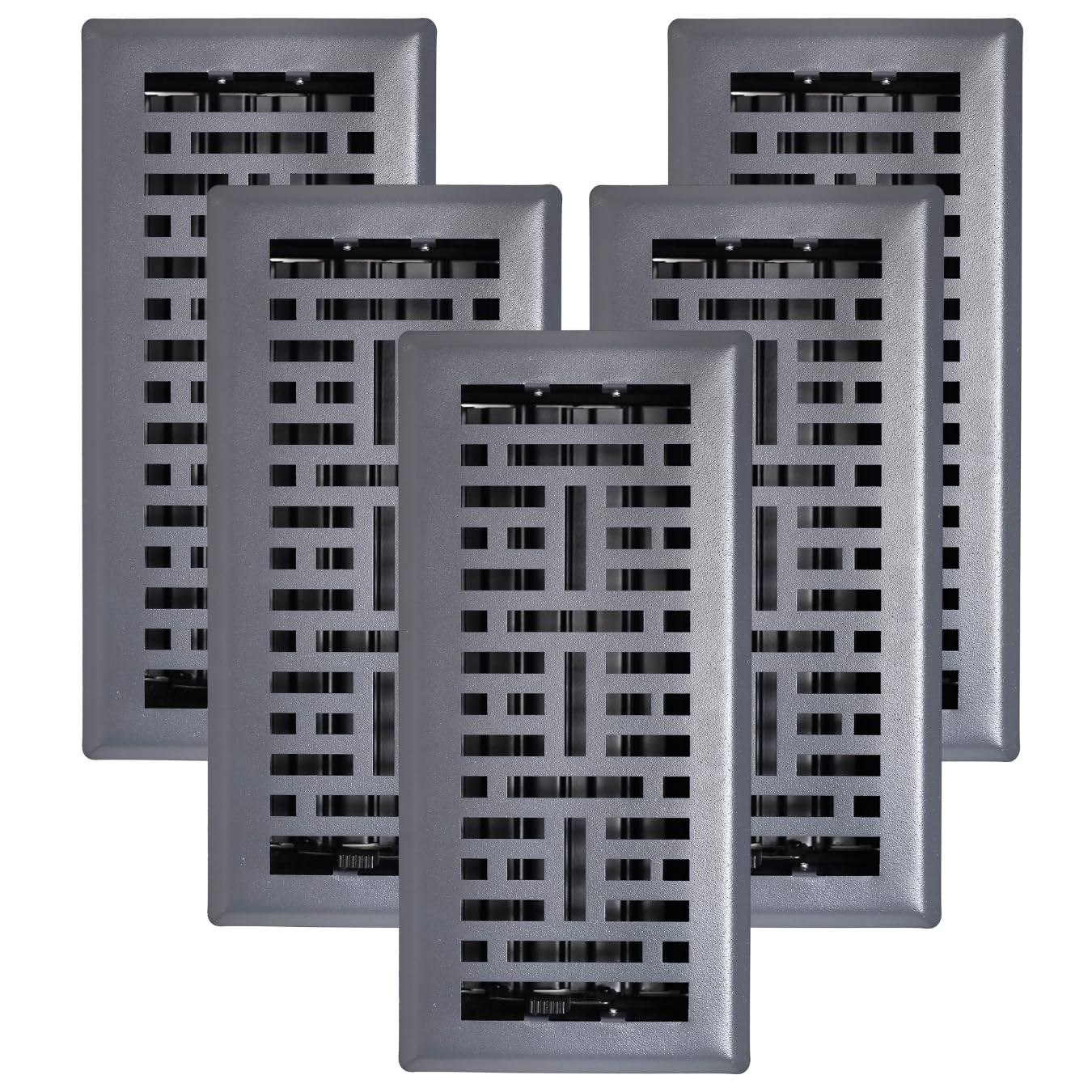 5 pcs, Sierra Grates Precision Flow 4"x10" Steel Floor Register - Metro Design, Granite Grey Finish - Premium Home Vent Covers, Durable & Decorative - Fits 4"x10" Duct Openings, Easy Installation