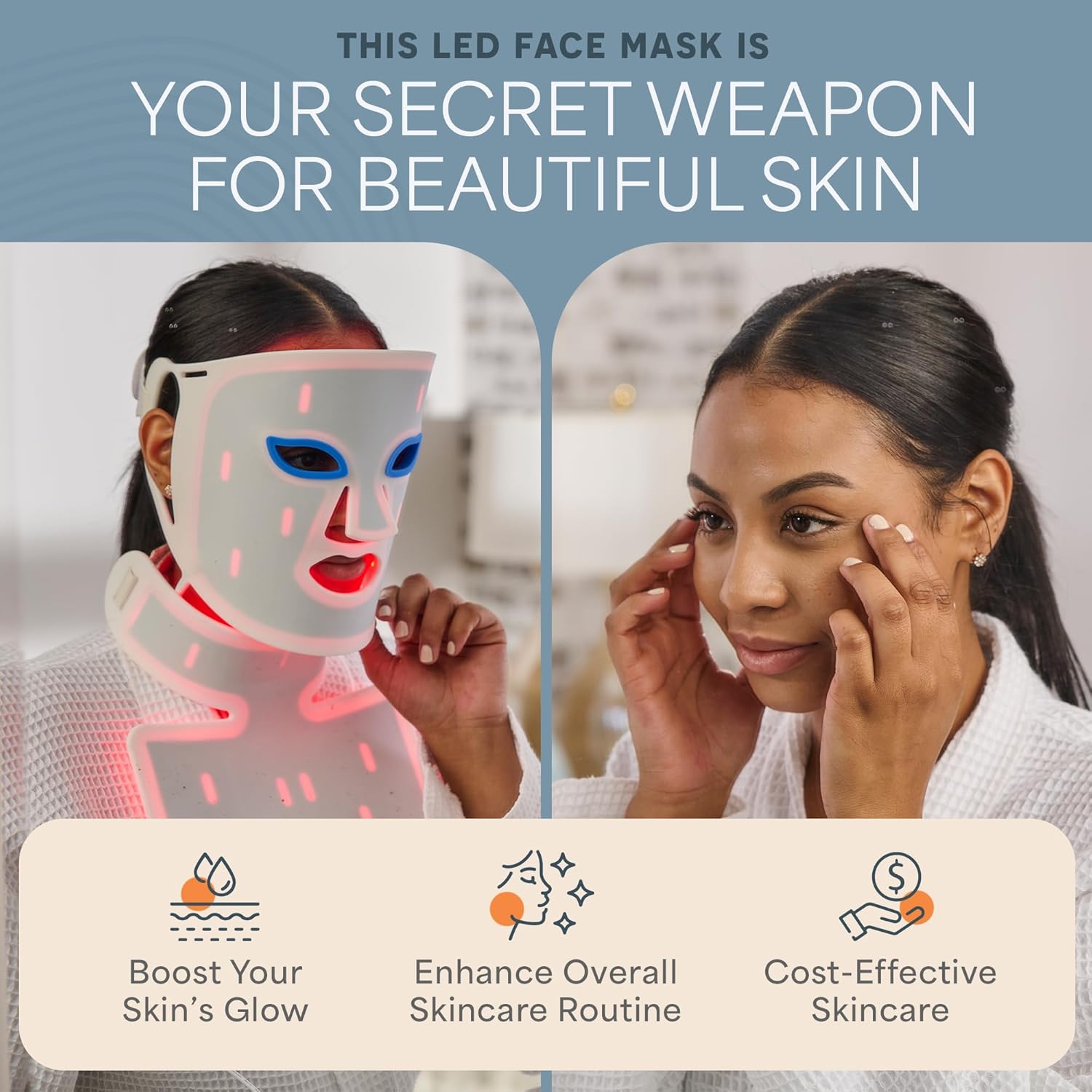 Lifepro Red Light Therapy Mask –Revitaglow Infrared Red Light Therapy for Face and Neck - LED Mask with 3 to 4 Modes – 2000mAh Battery & Auto-Timer - for Daily Skin Wellness and Comfort