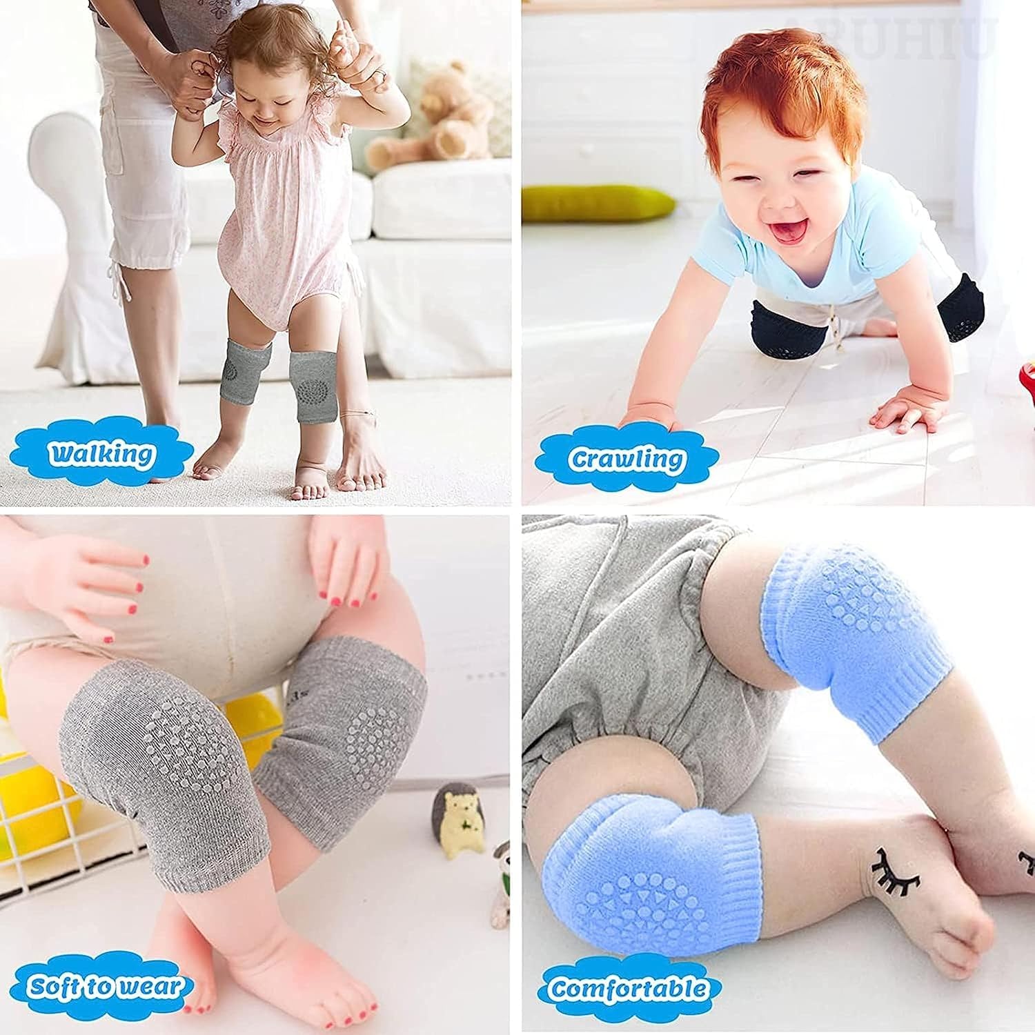COTSON ;lasting wear in every pair Baby Knee & Elbow Pads β 3 Pairs Crawling Protector Cushions, Soft Safety Pads & Leg Warmers for Infants & Toddlers (Multicolor) 4