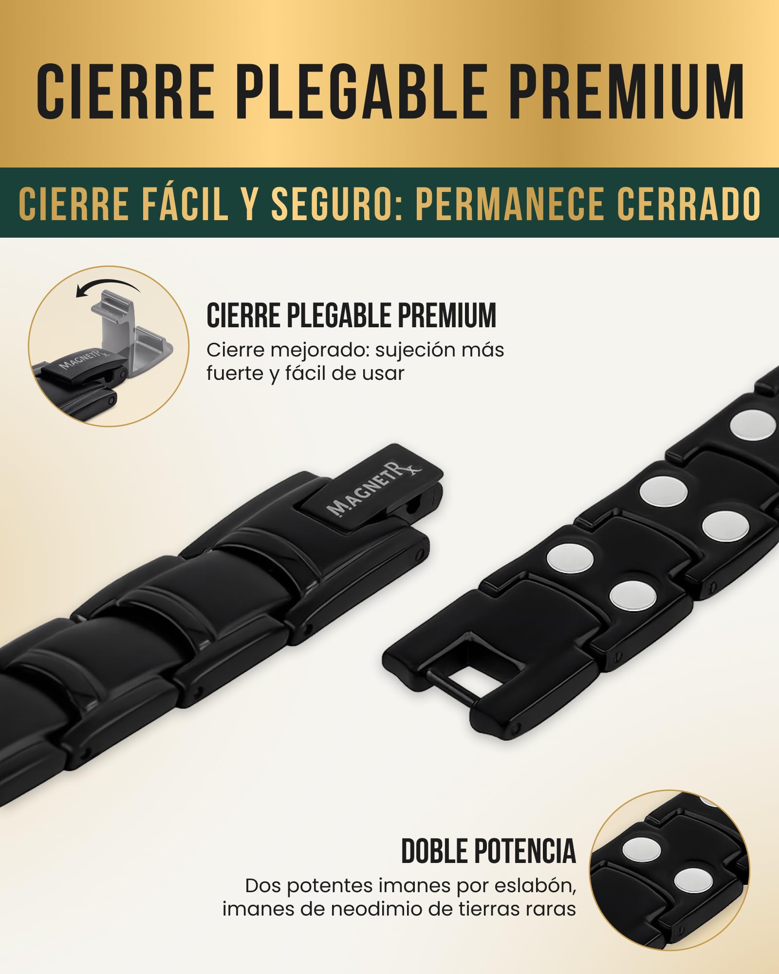 MagnetRX® Tobillera Magnética Terapéutica - Tobillera Hombre con Imanes Magnetoterapia para el Alivio de la Artritis -Tamaño Ajustable con Herramienta Incluida (Negra)