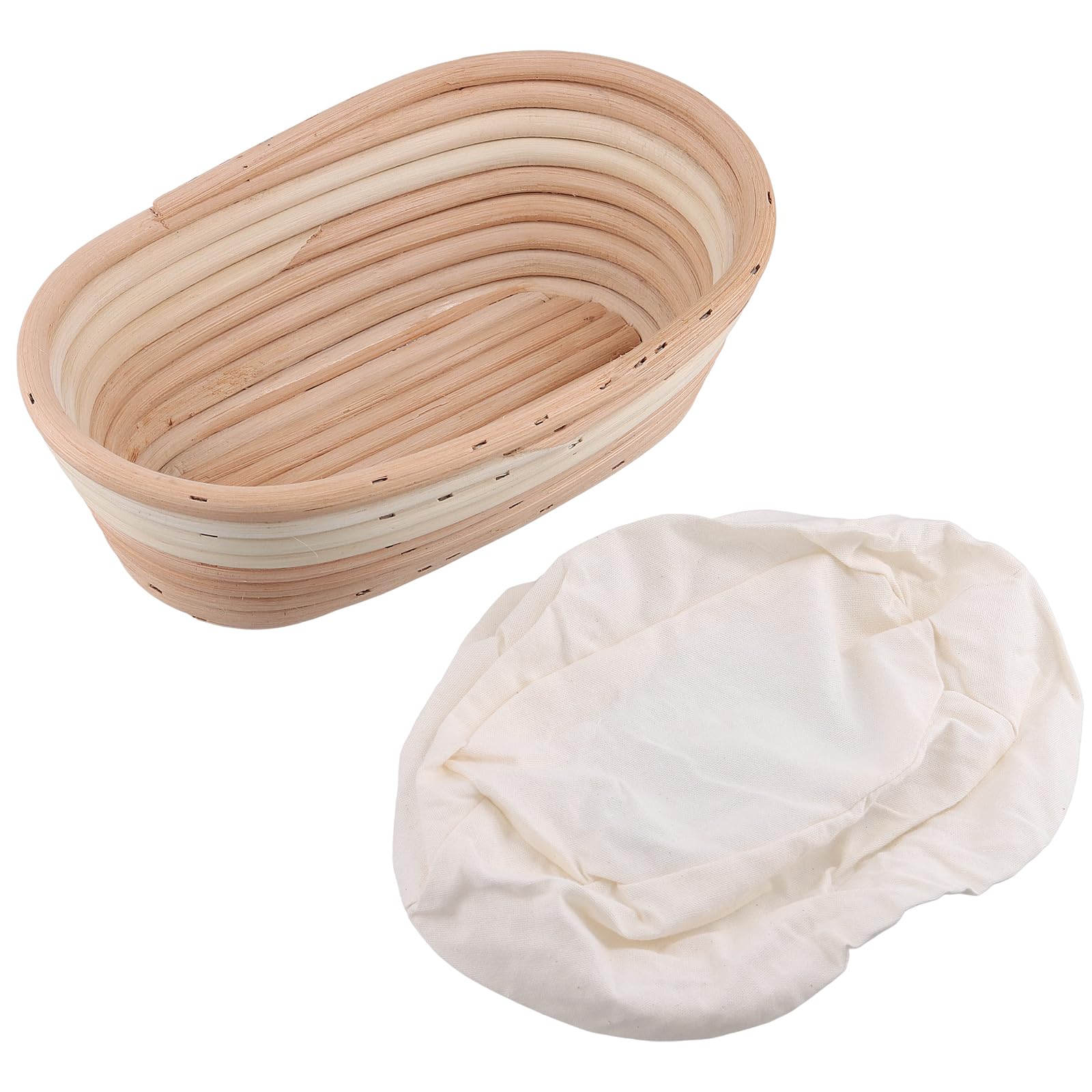 SINJEUN 4 cestini ovali per lievitazione del pane con fodera, 25 x 15 x 8 cm, cestini per lievitazione del pane in rattan, per lievitazione dell'impasto