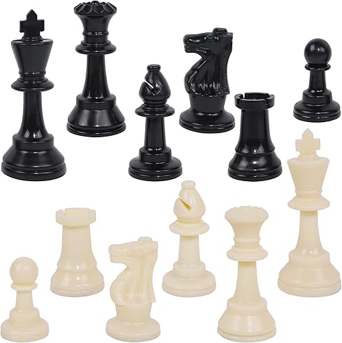 Miniatura 8 de Juegoal Solo piezas de ajedrez de plástico, 32 piezas cada una, figuras de rey de 3.75 pulgadas, piezas de estatuilla de peones de juego de ajedrez,