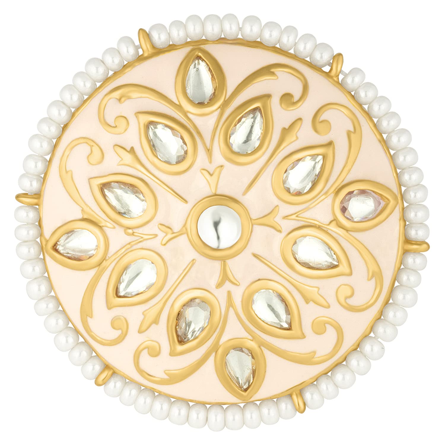 Peora Traditional Gold Plated Meena Work Kundan Pearl Adjustable Ring for Women Girls (Cream) (B098TH9NL8) Amazon Price History, Amazon Price Tracker