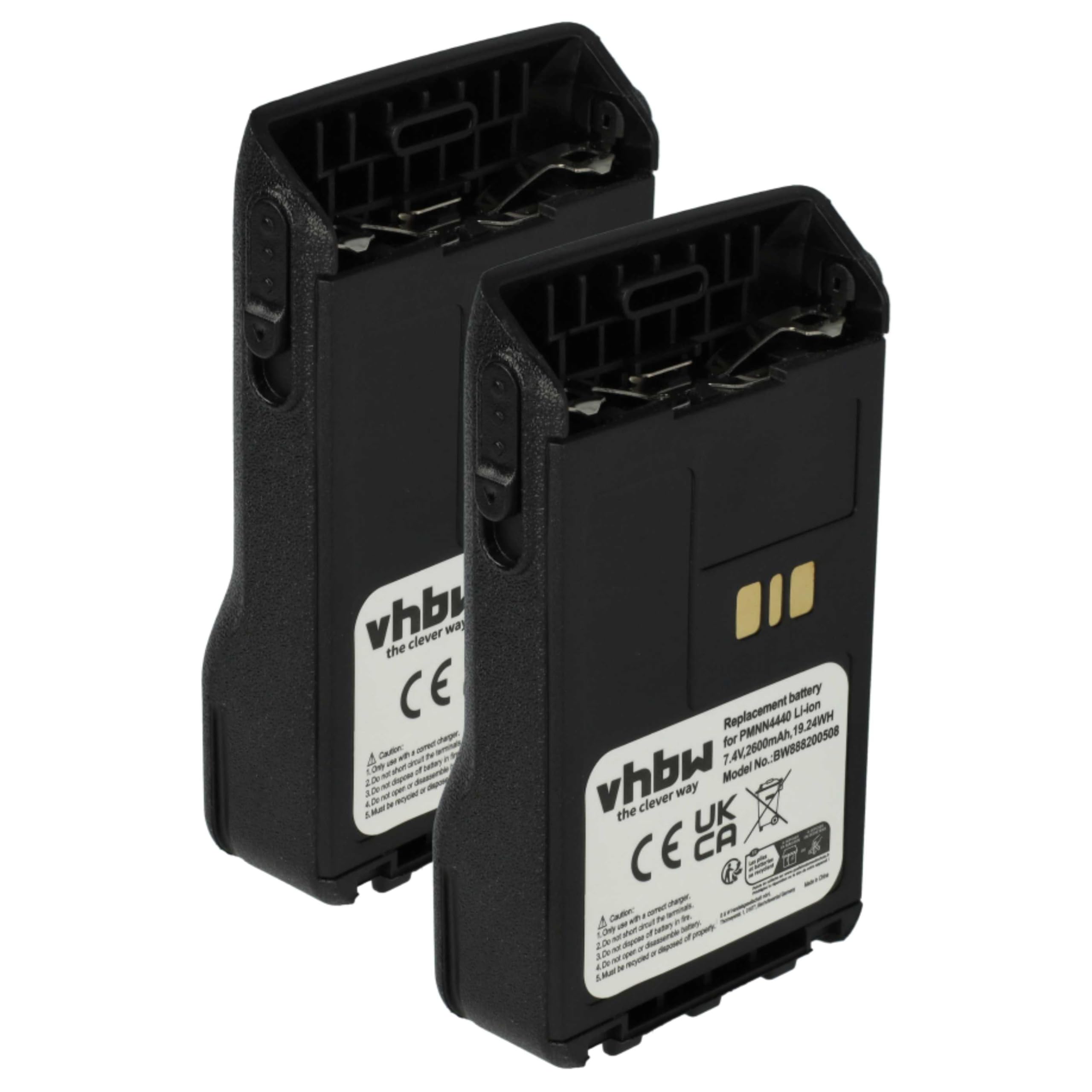 vhbw 2X batería Compatible con Motorola DP3441, DP3661, DP3000e, DP3661E, DP3441e Radio (2600 mAh, 7,4 V, Li-Ion)