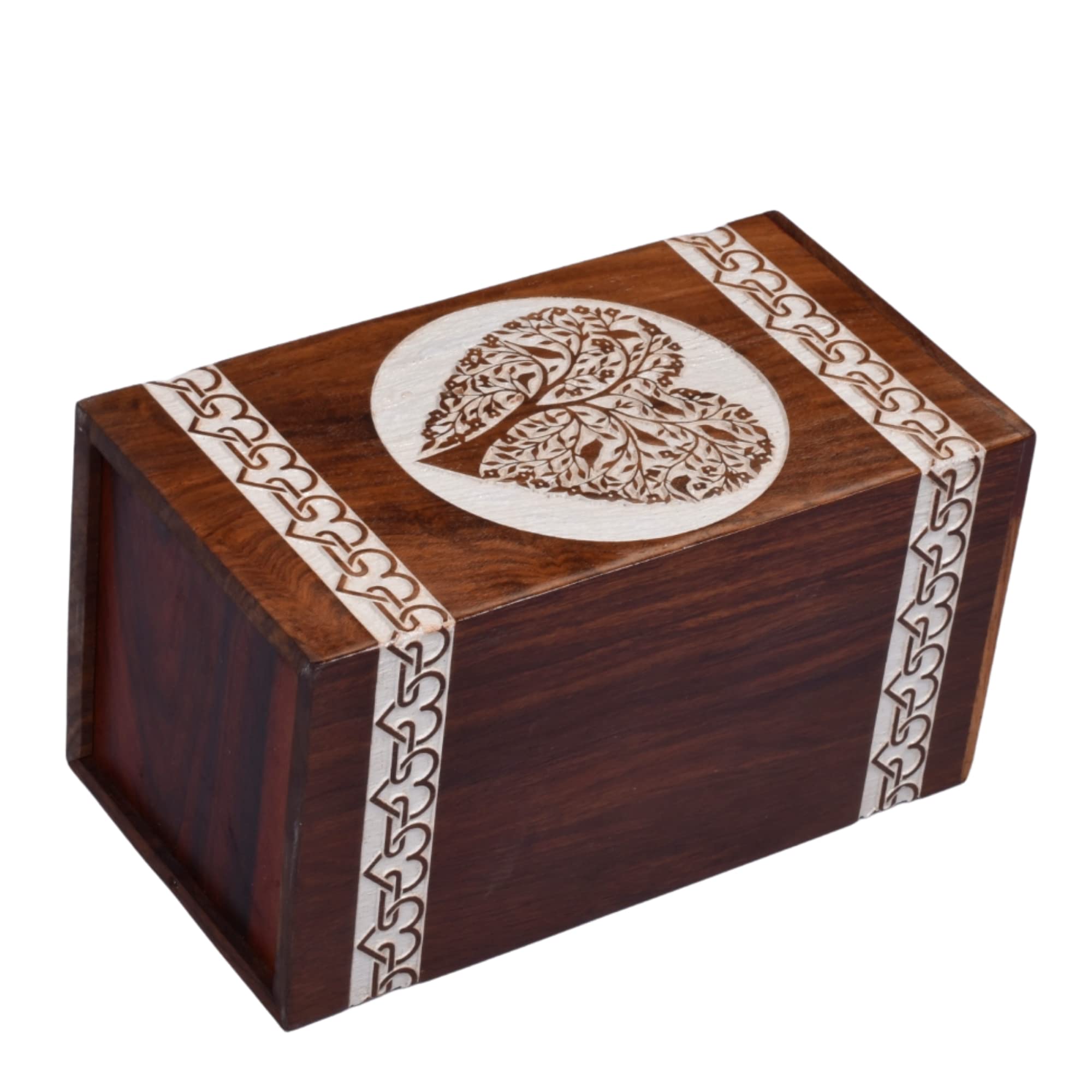 Tamanna Palissander Urn voor Menselijke As - Boom van Hart Houten Doos - Gepersonaliseerde Crematie Urn voor As Handgemaakte Grote Houten Urn (Palissander, K (5X3) 06CU