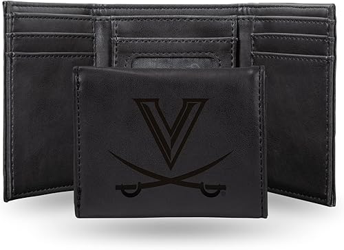Vista 251 de Rico Industries NCAA - Cartera triple grabada con láser y tres pliegues grabada con láser, accesorio para hombre Negro