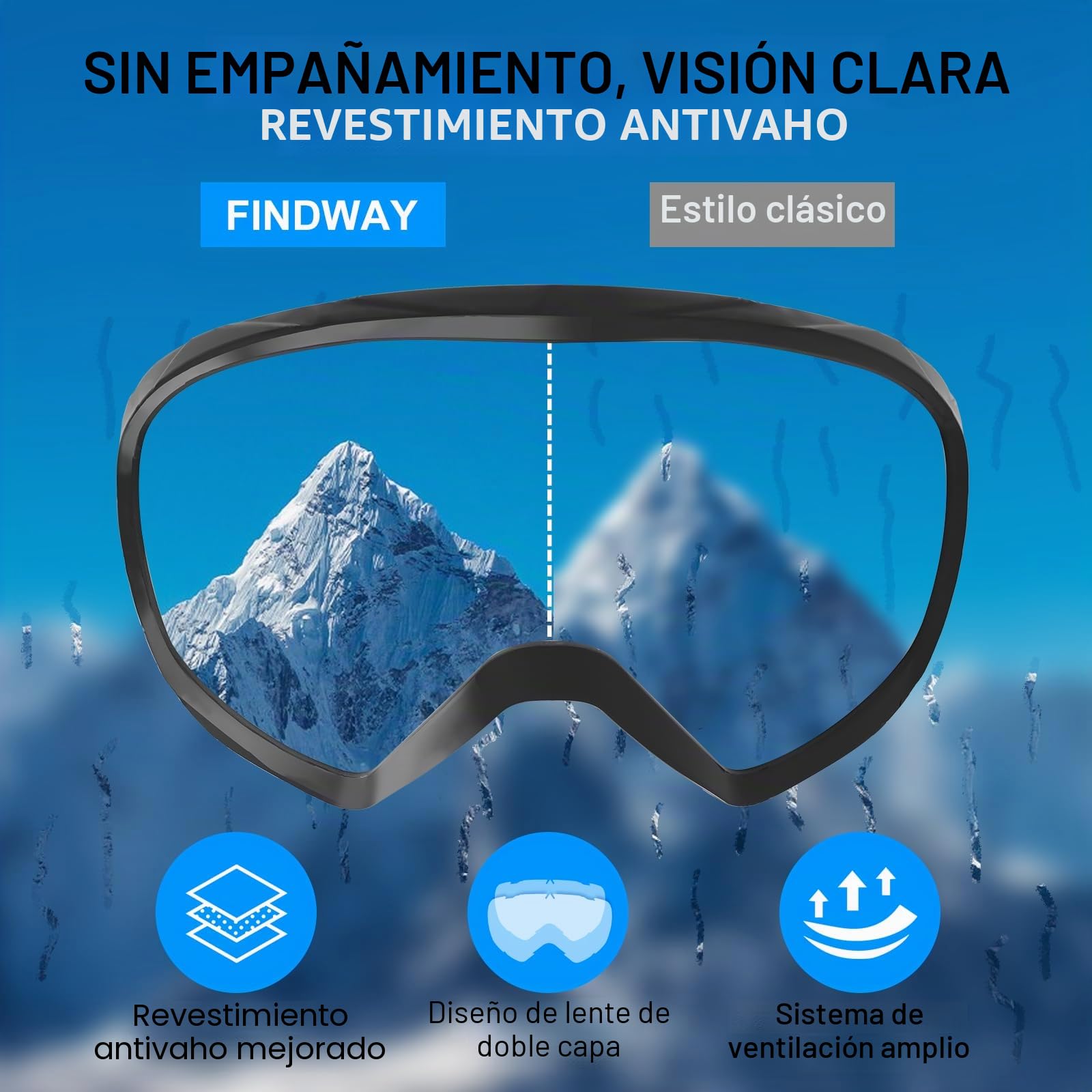 Gafas de esquí snowboard anti niebla para hombres mujeres jóvenes